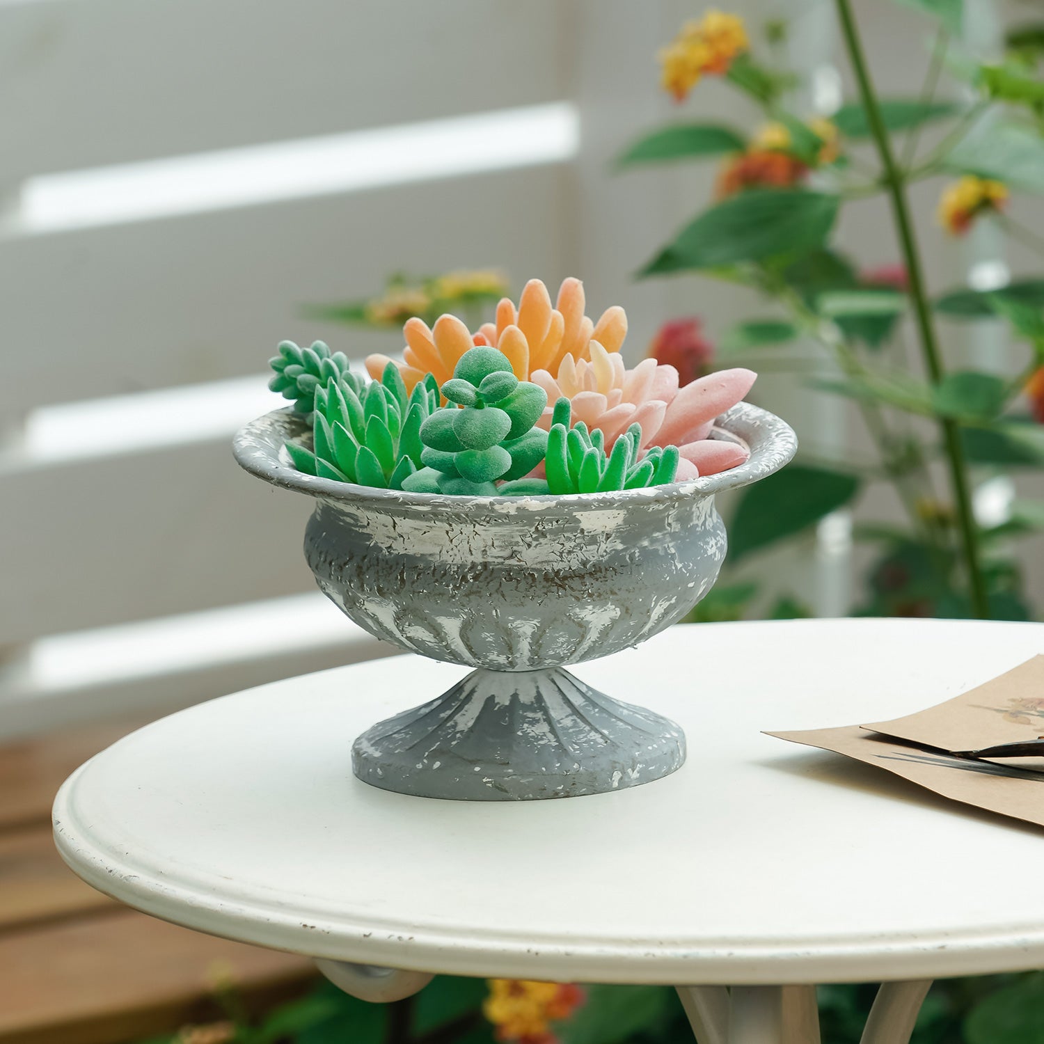 NIKKY HOME Vintage Galvanized Metal Flower Pot - Urn