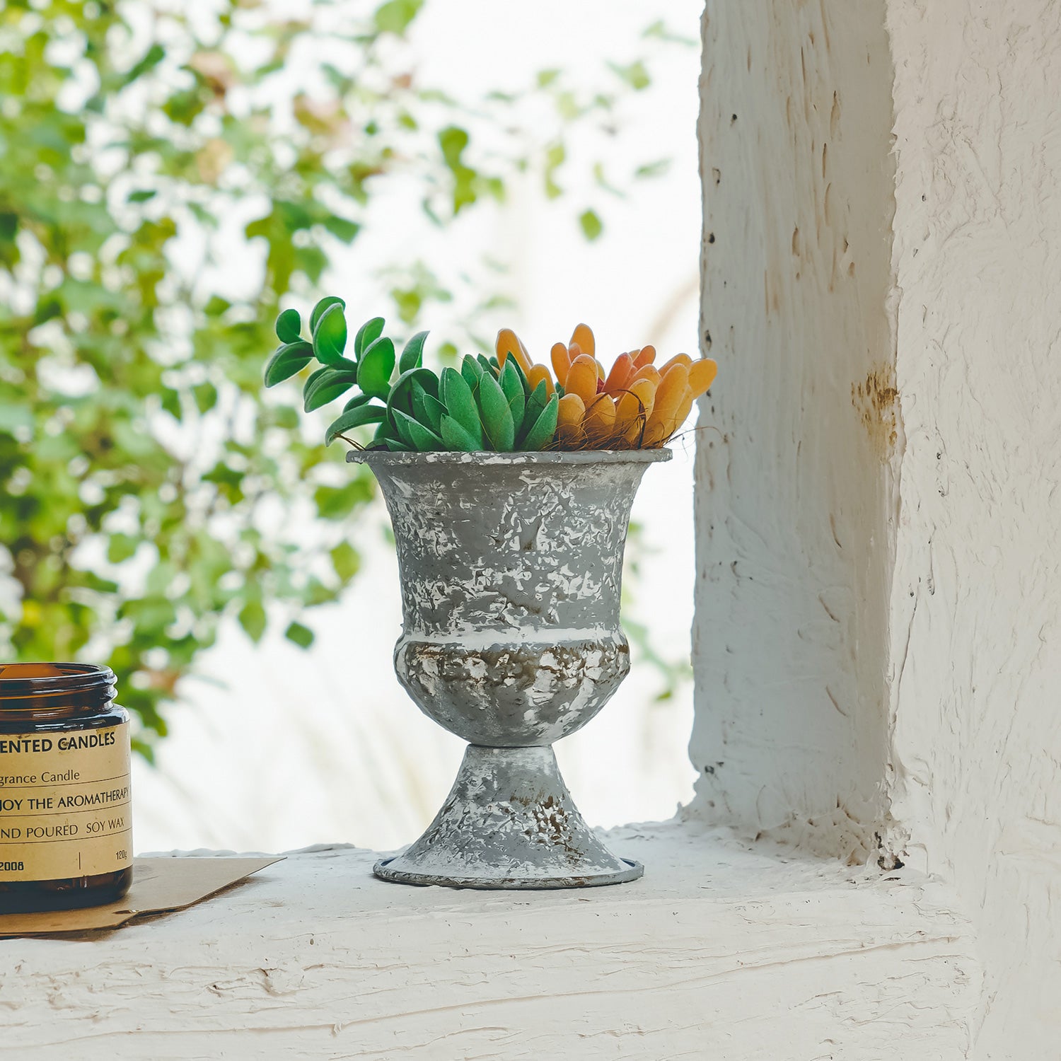 NIKKY HOME Vintage Galvanized Metal Flower Pot - Goblet
