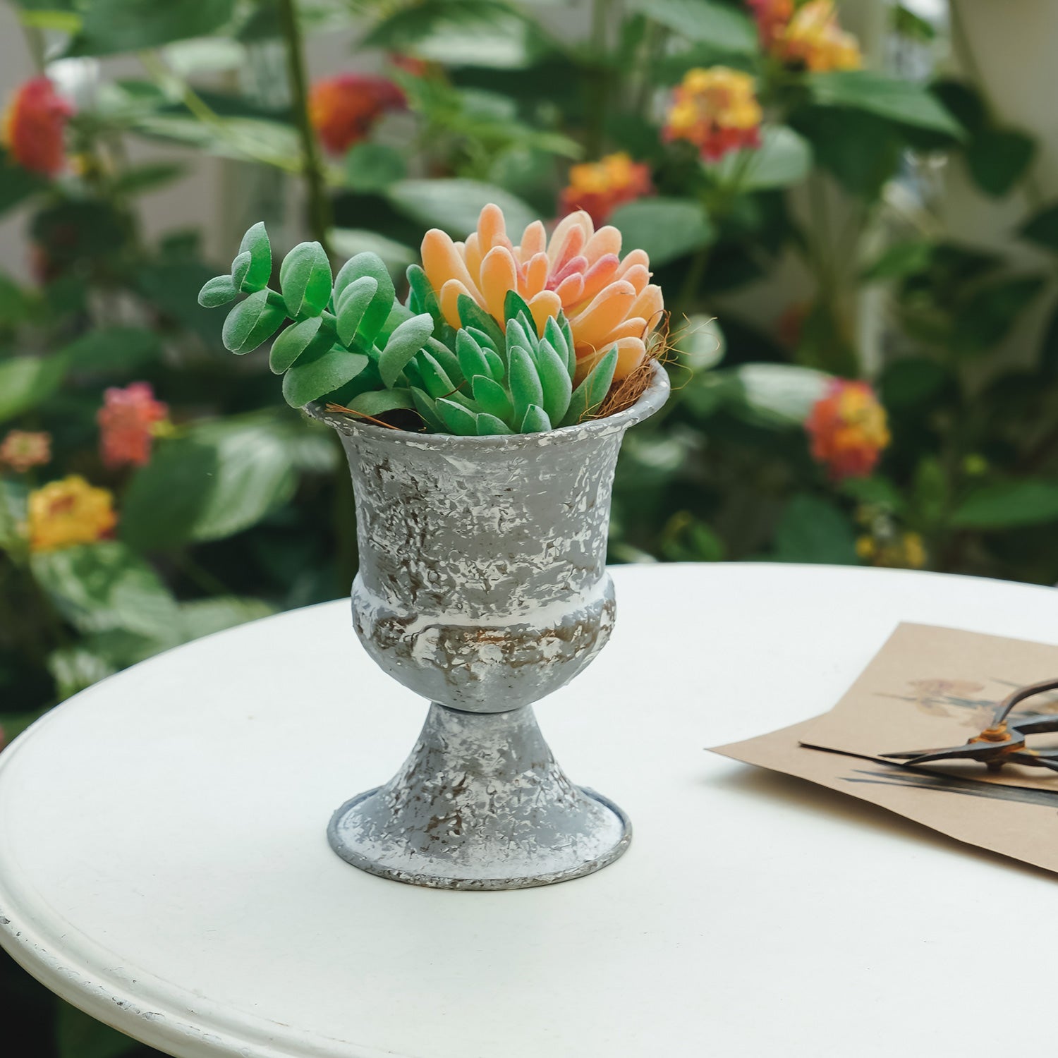 NIKKY HOME Vintage Galvanized Metal Flower Pot - Goblet