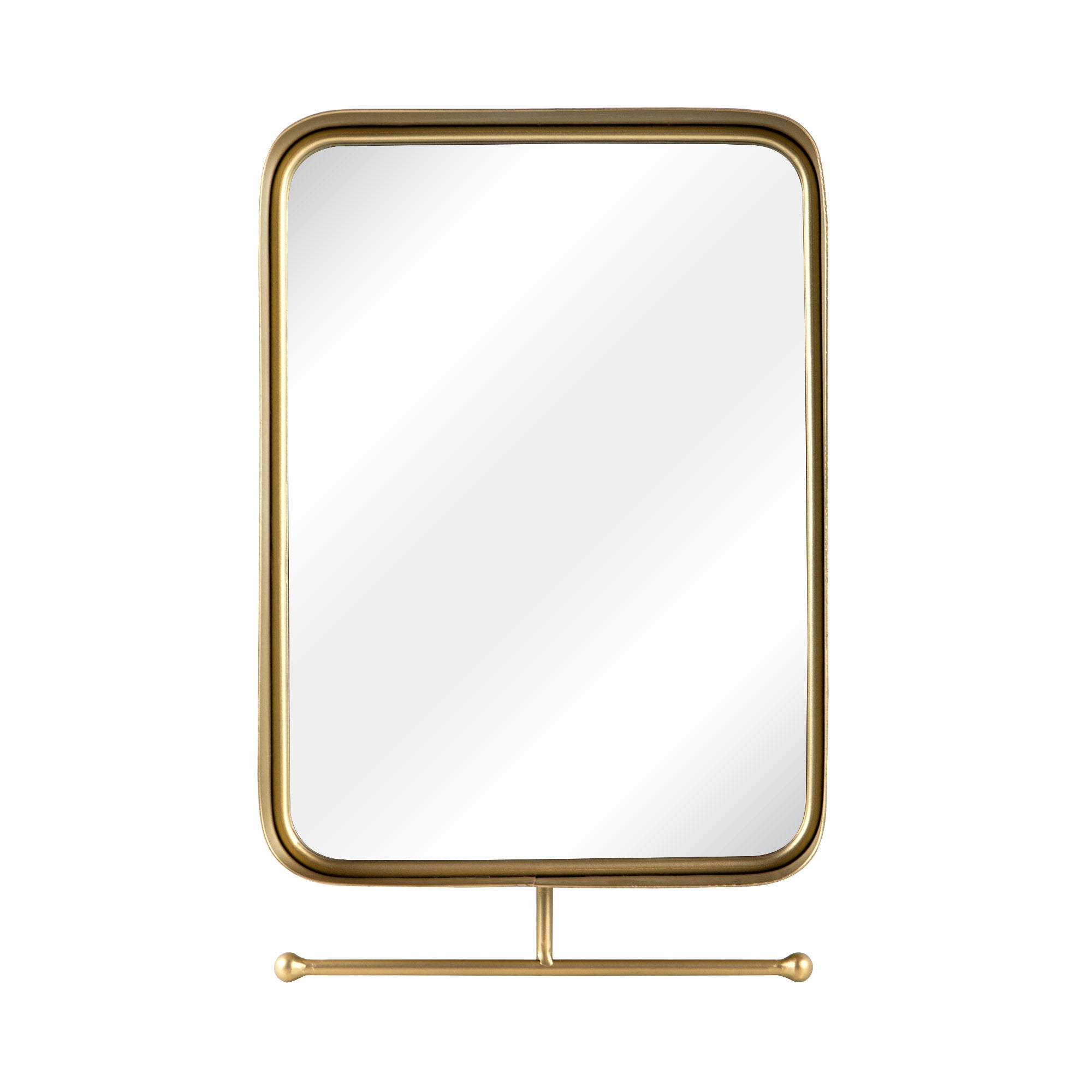NIKKY HOME Square Modern Bathroom Wall Mirror with Towel Bar, Gold