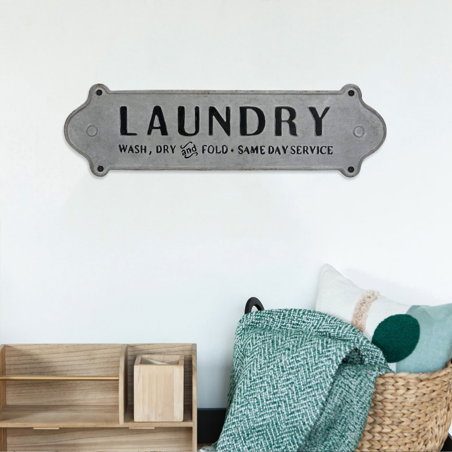 NIKKY HOME 23 x 7 Metal Laundry Room Sign