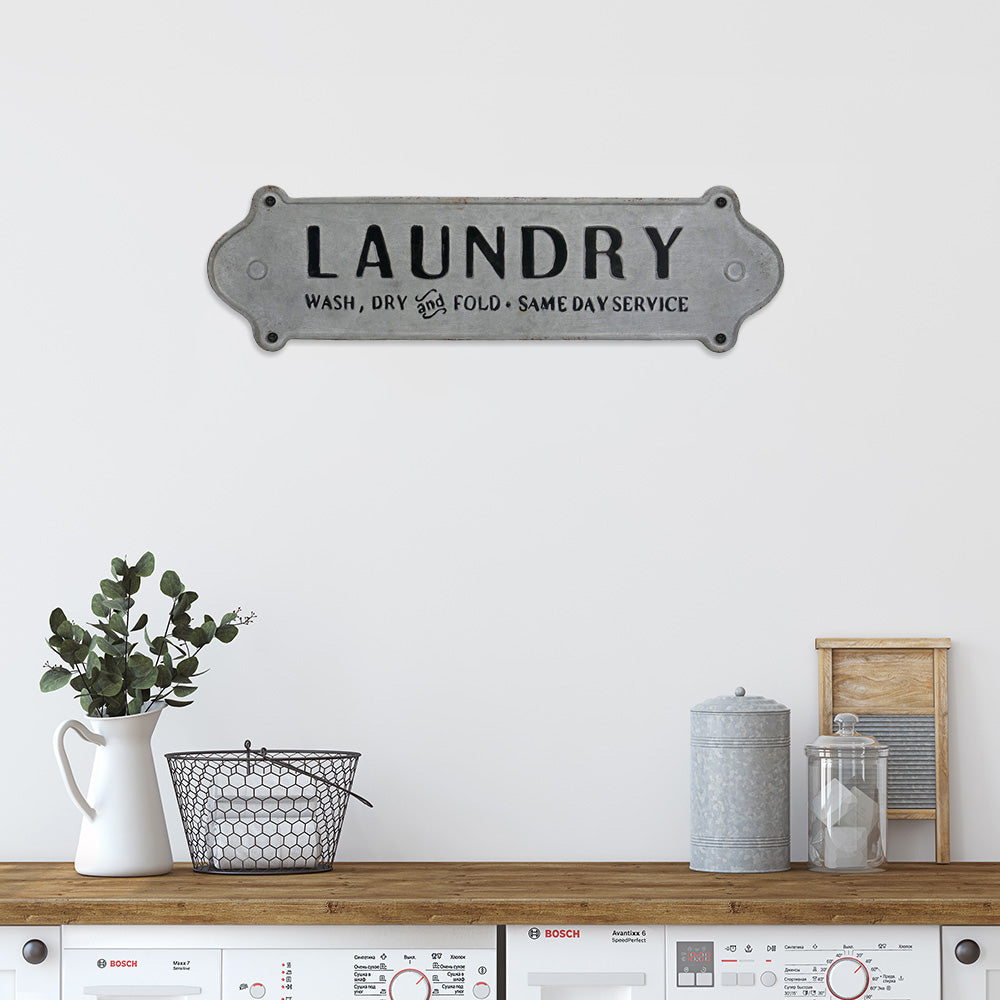 NIKKY HOME 23 x 7 Metal Laundry Room Sign