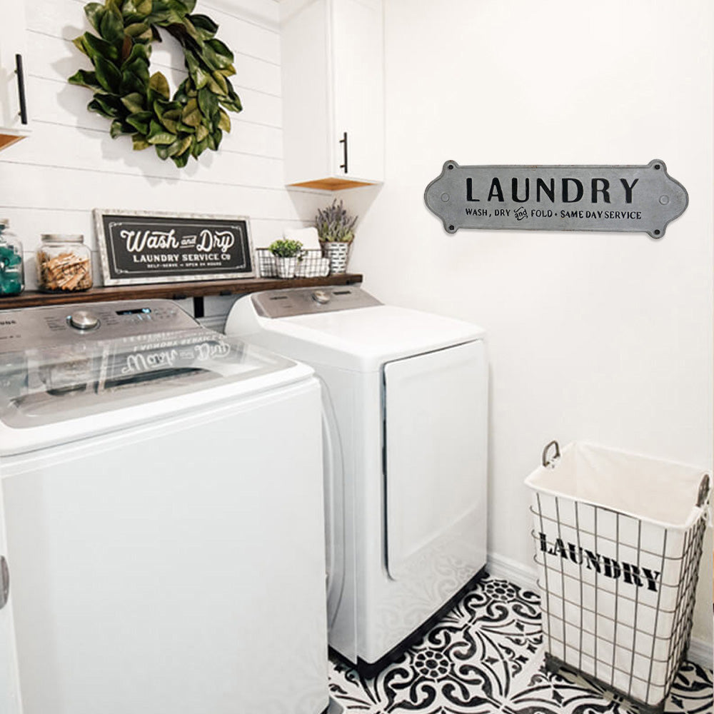 NIKKY HOME 23 x 7 Metal Laundry Room Sign