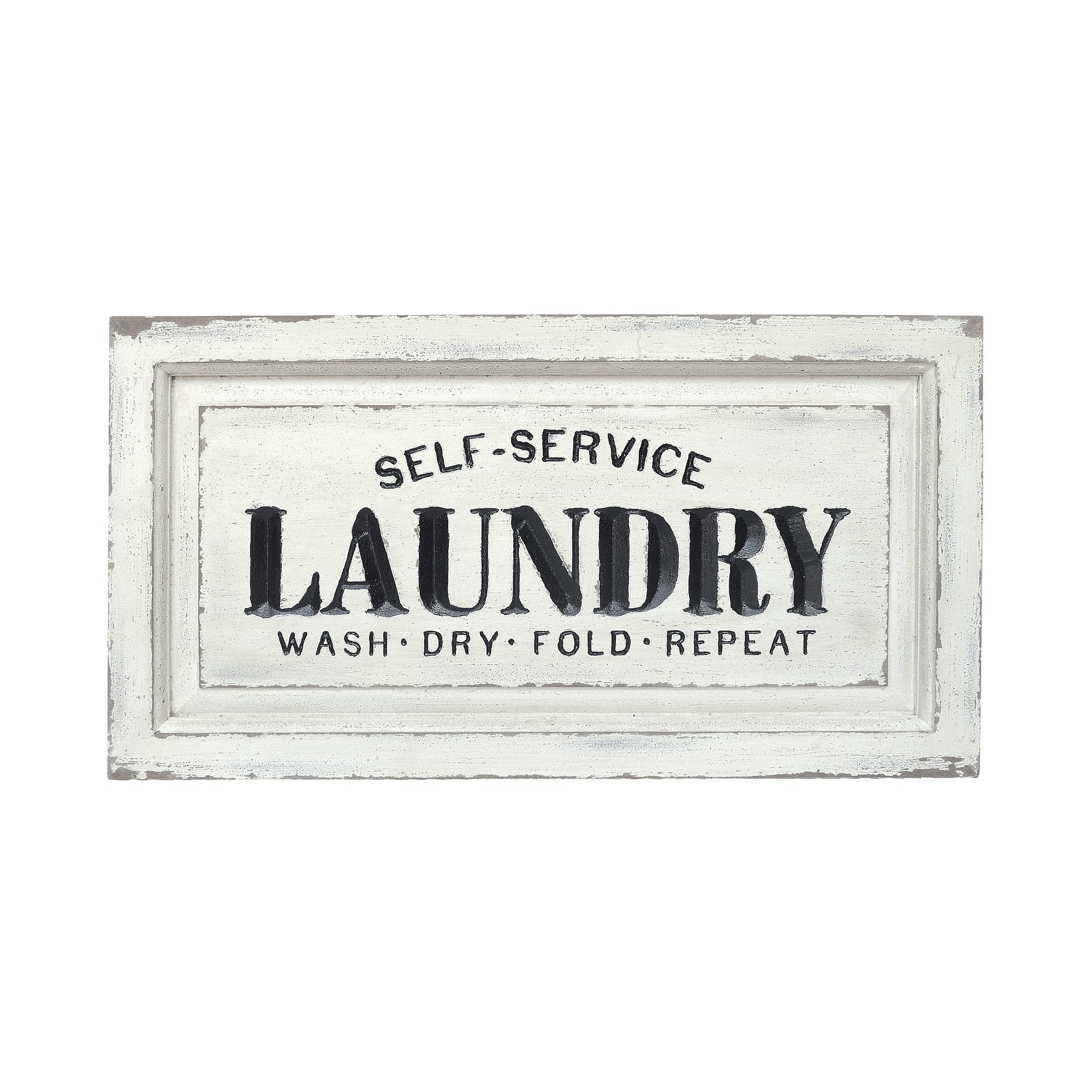 NIKKY HOME 24 x 13 Rustic Self Service Wood Laundry Sign
