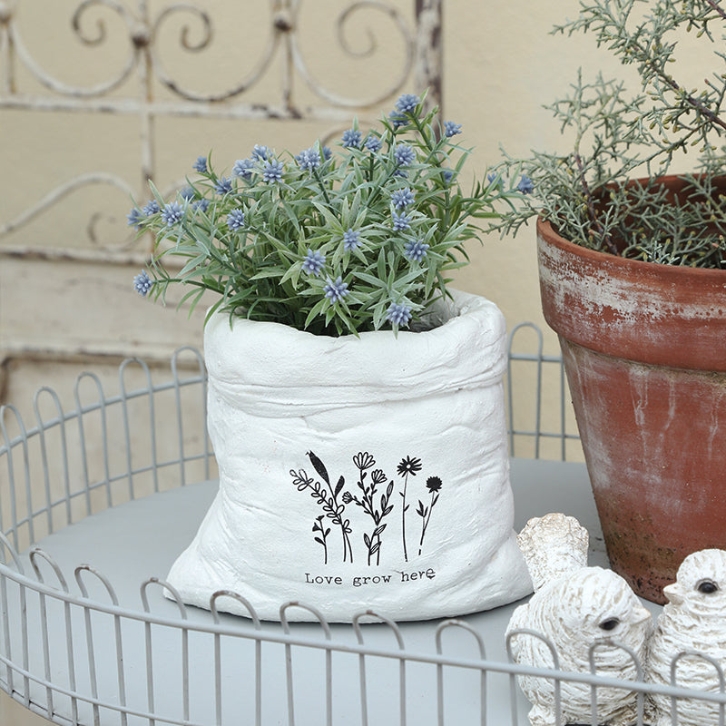 NIKKY HOME Flour Sack Planter-Love grow here
