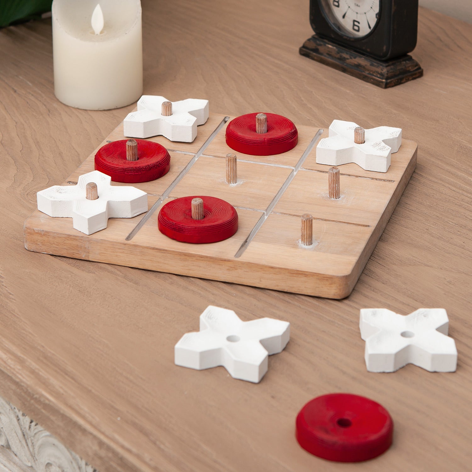 Nikky Home Rustic Wood Tic Tac Toe Board Game Set