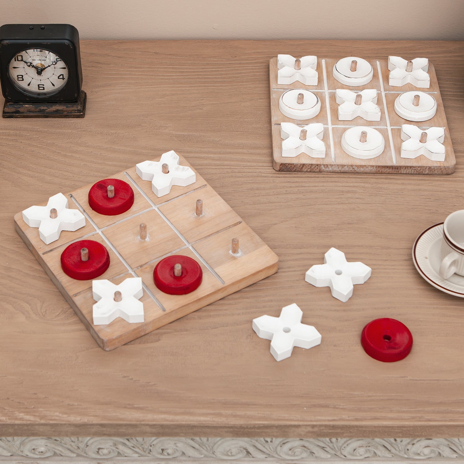 Nikky Home Rustic Wood Tic Tac Toe Board Game Set