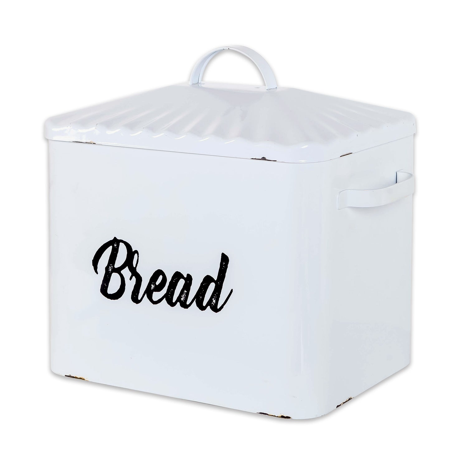Nikky Home White Metal Bread Box With Lid