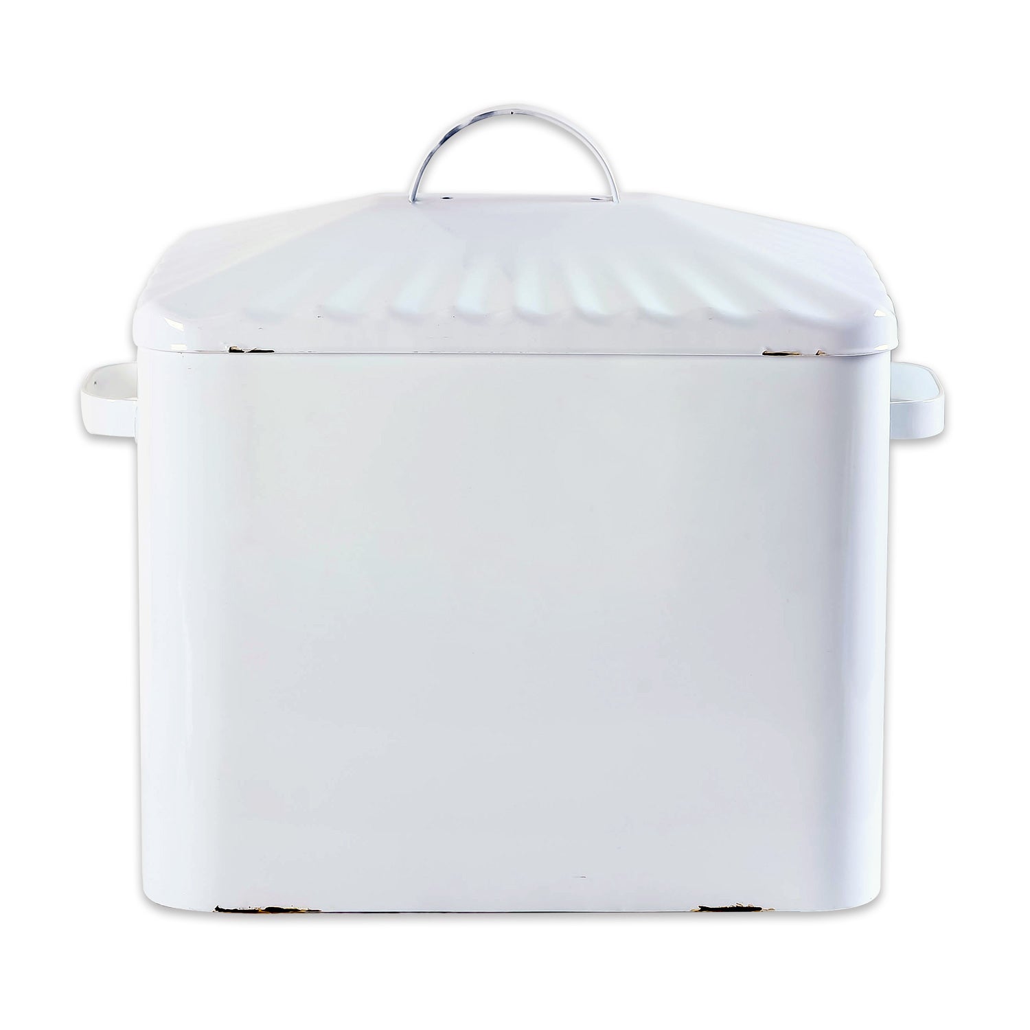 Nikky Home White Metal Bread Box With Lid