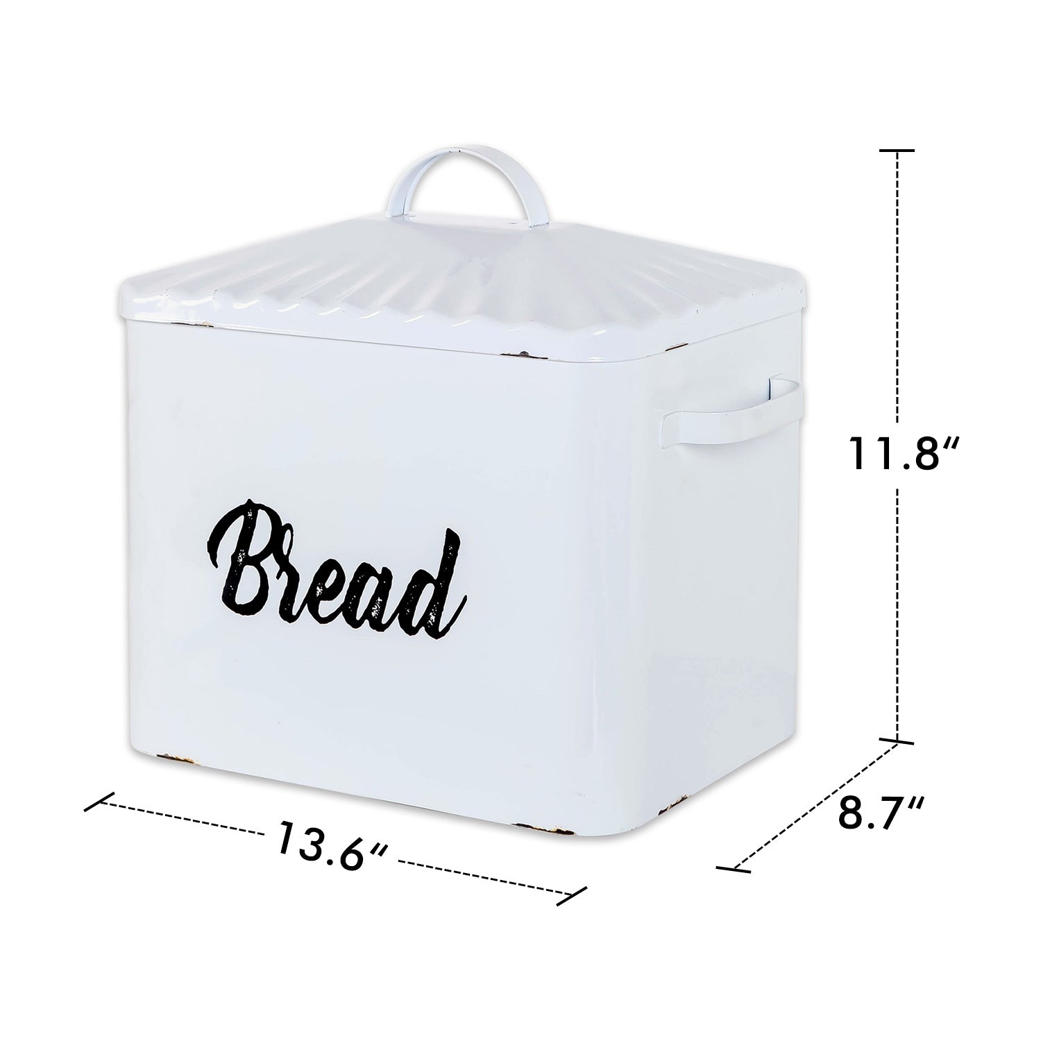 Nikky Home White Metal Bread Box With Lid
