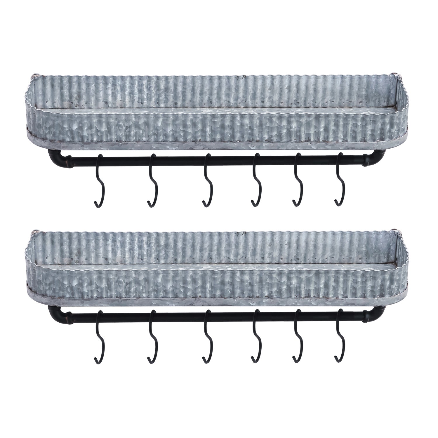 Nikky Home 2 Piece Metal Wall Shelf With Hooks