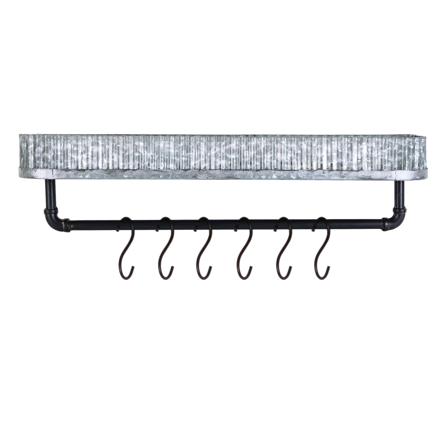 Nikky Home 2 Piece Metal Wall Shelf With Hooks