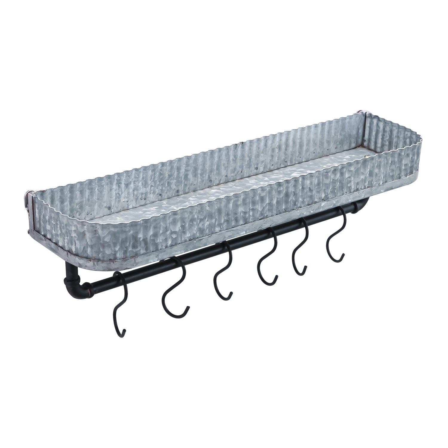 Nikky Home 2 Piece Metal Wall Shelf With Hooks