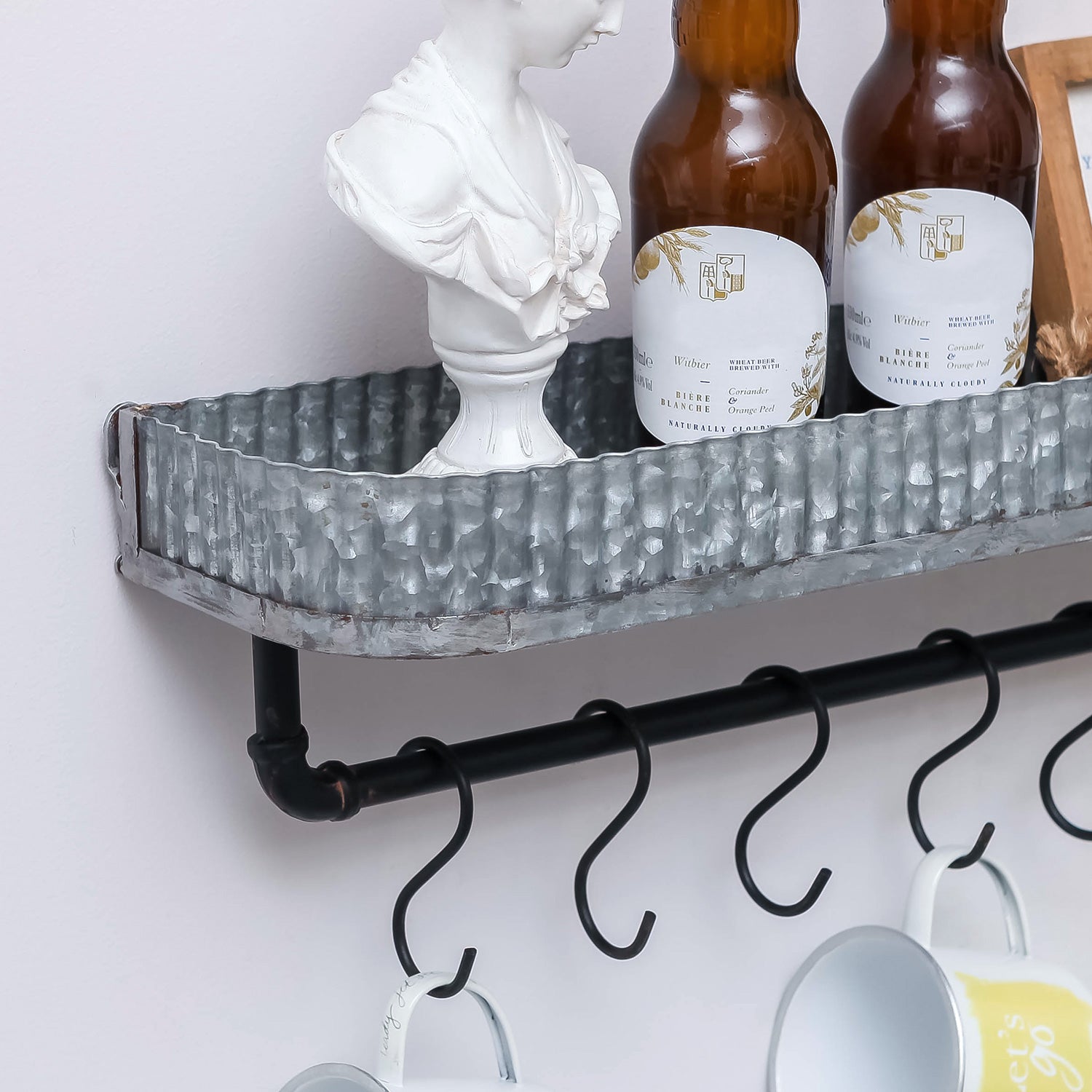 Nikky Home 2 Piece Metal Wall Shelf With Hooks