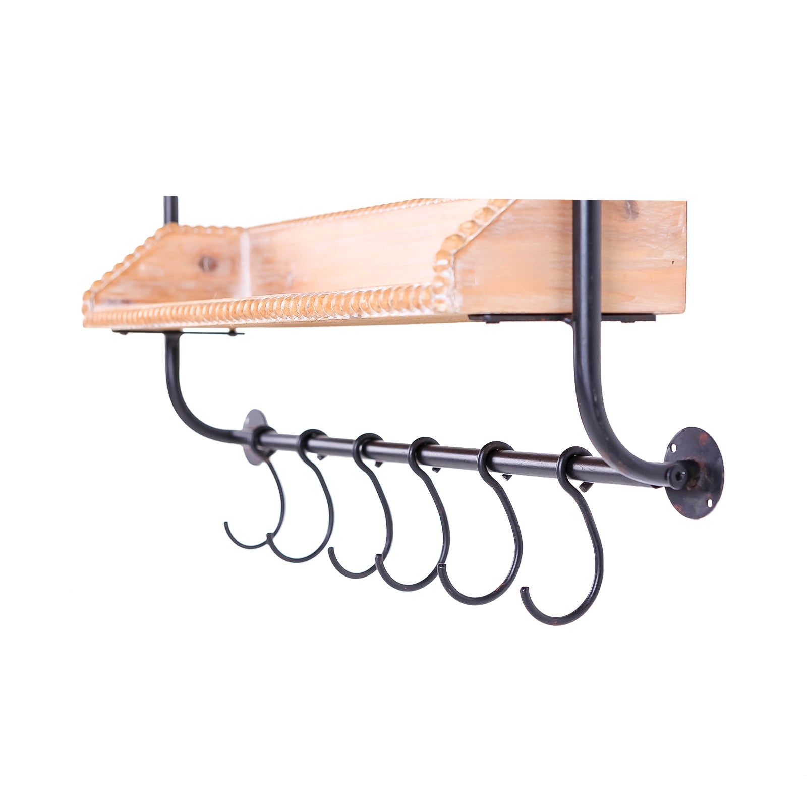 Nikky Home 2 Tiered Metal Bracket Wood Beaded Wall Shelf