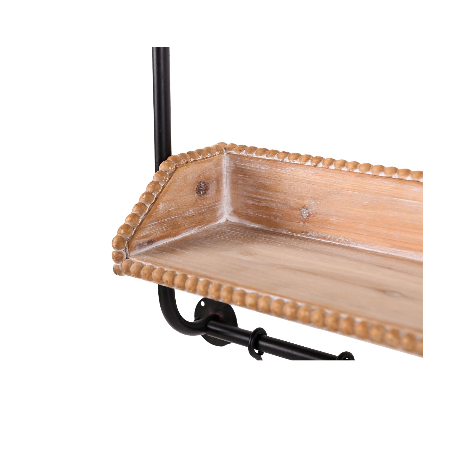 Nikky Home 2 Tiered Metal Bracket Wood Beaded Wall Shelf