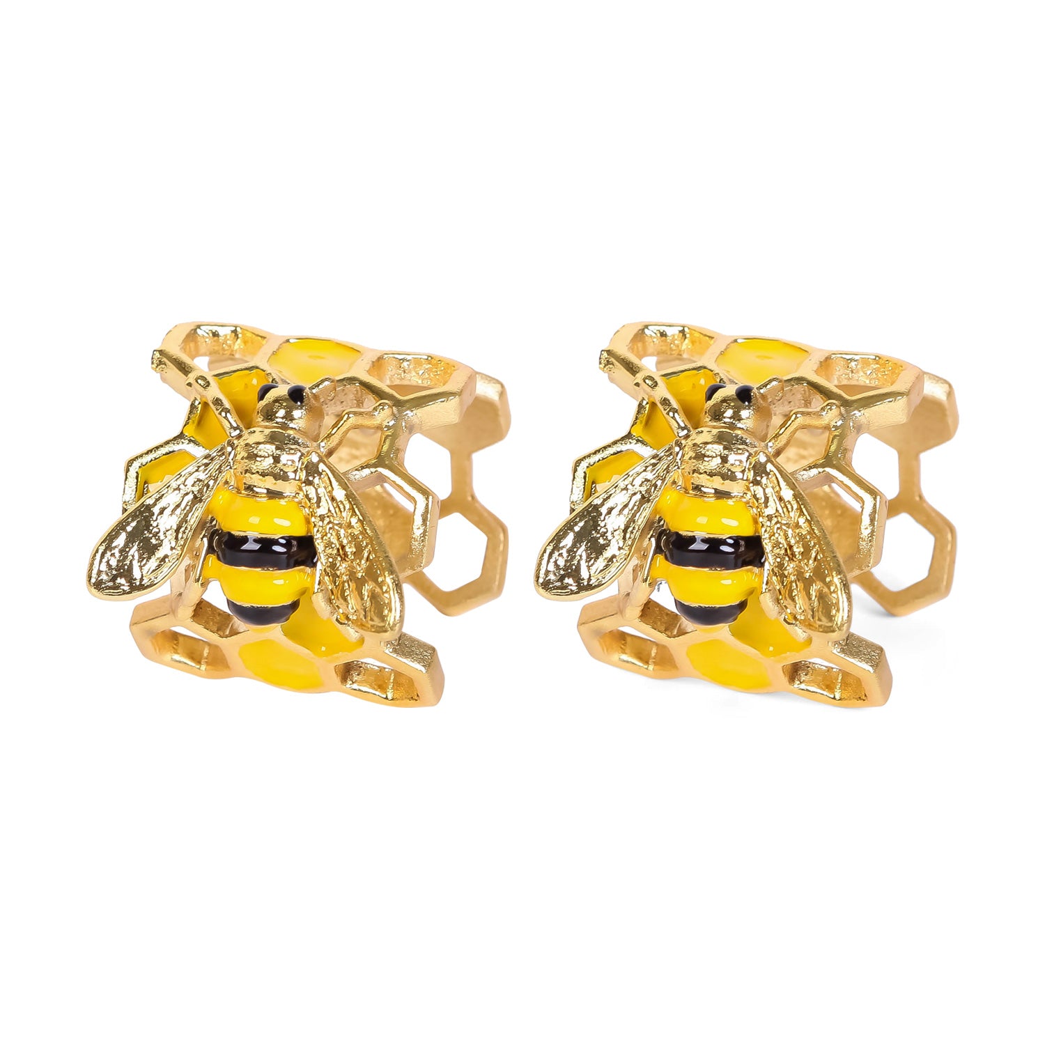 Nikky Home 2 Piece Metal Bee Napkin Ring Set