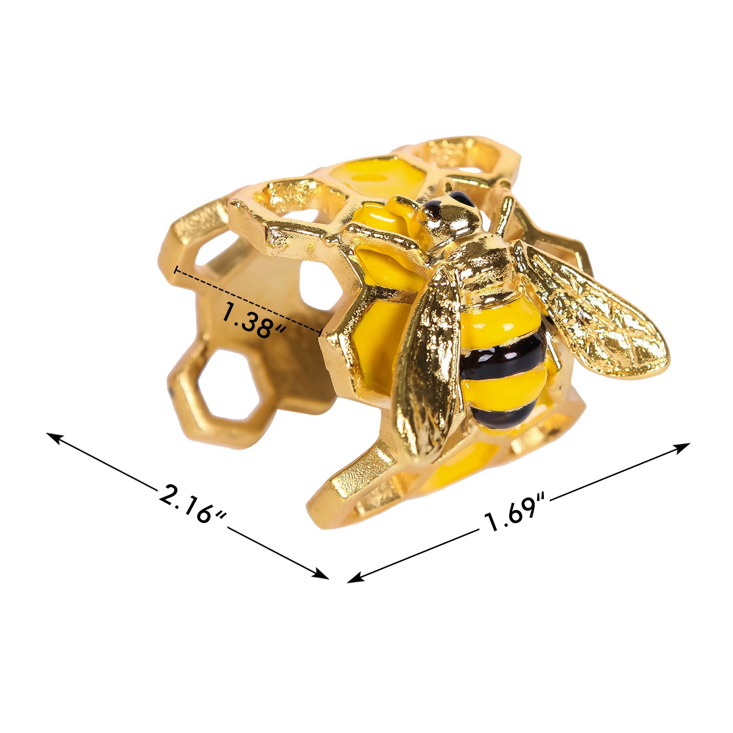 Nikky Home 2 Piece Metal Bee Napkin Ring Set