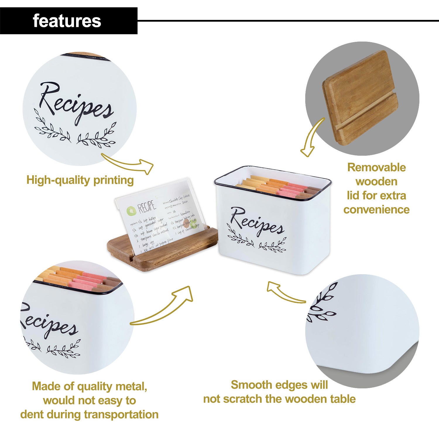 NIKKY HOME 4x6 Recipe Organization Box
