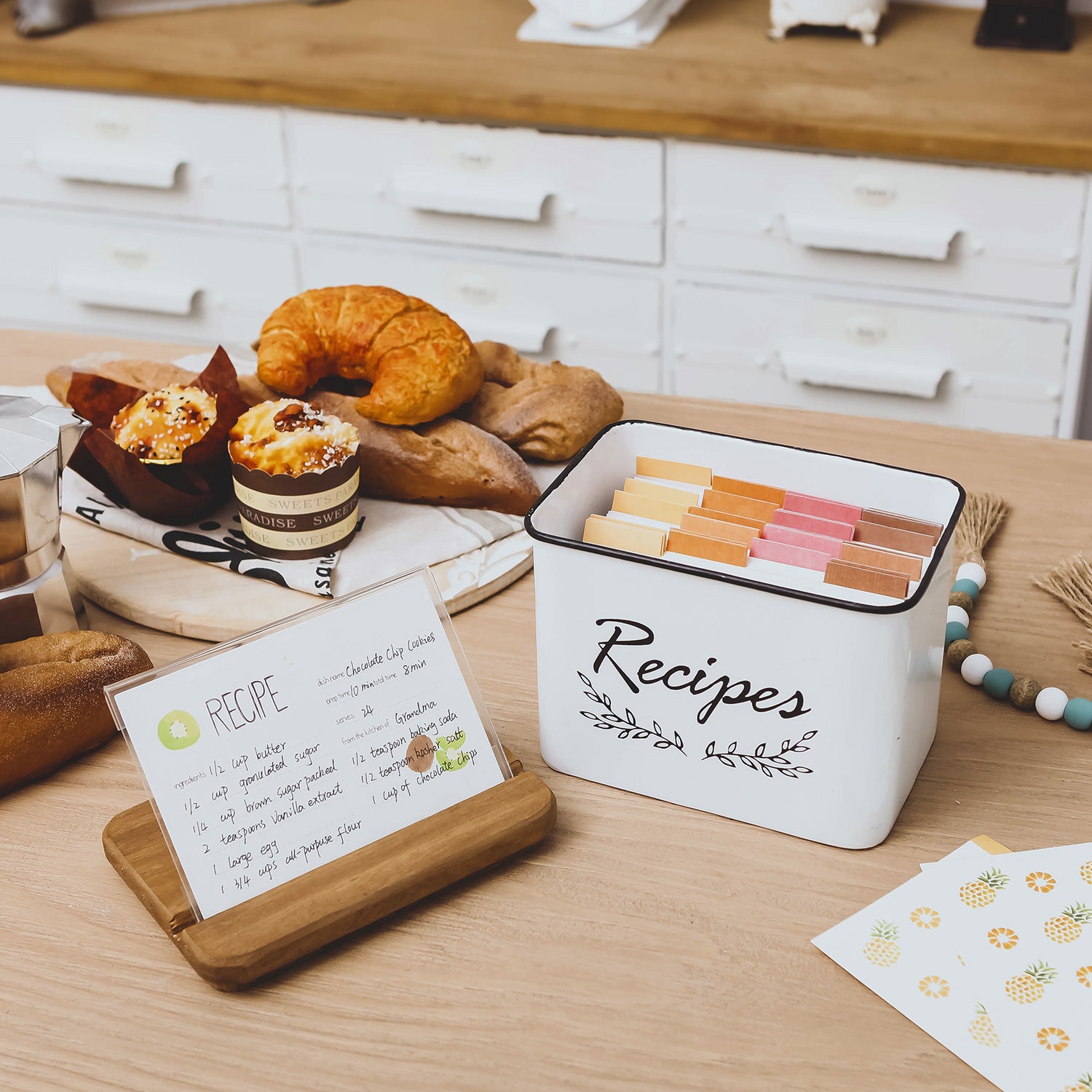 NIKKY HOME 4x6 Recipe Organization Box