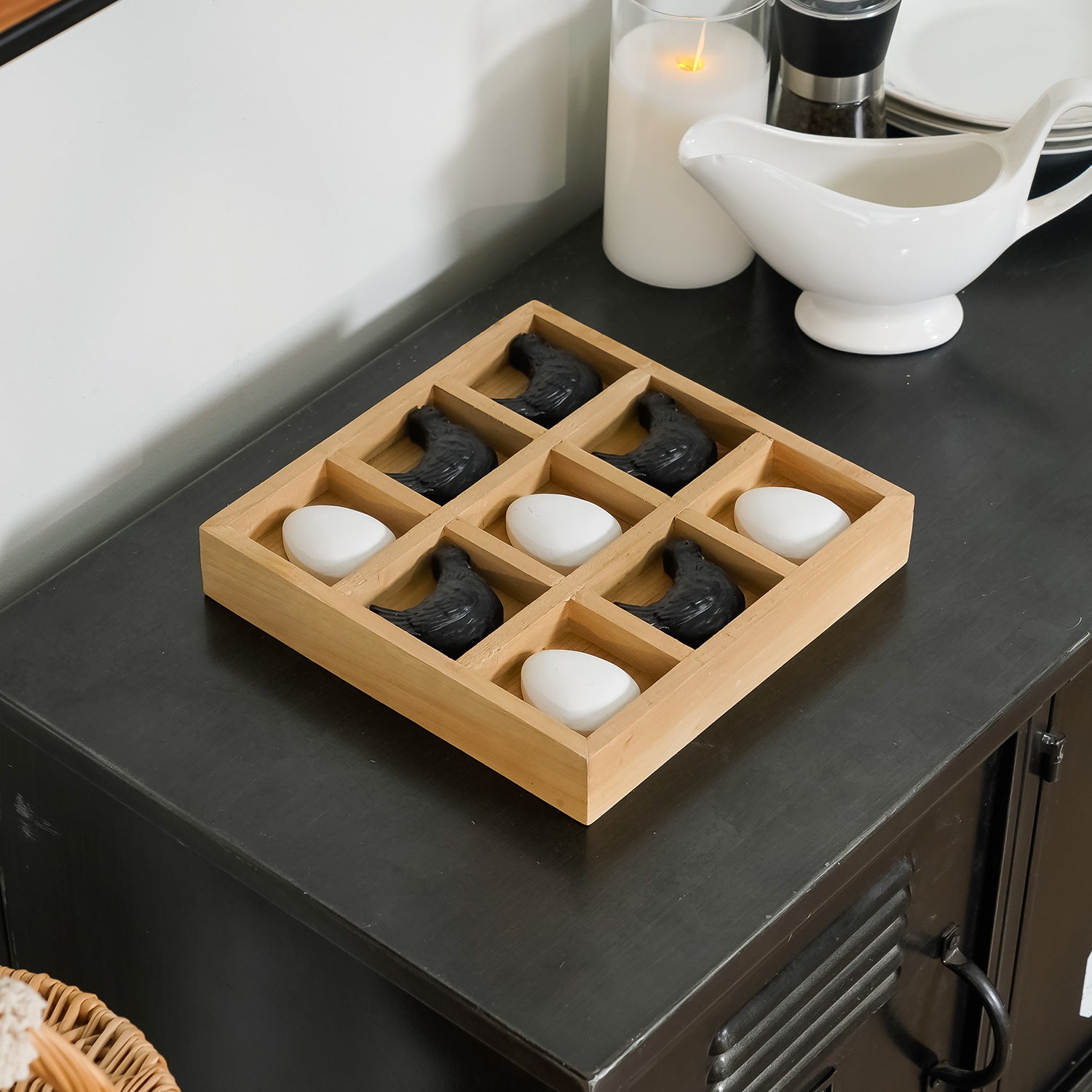 NIKKY HOME Farmhouse Tic Tac Toe Board Game Hen and Egg