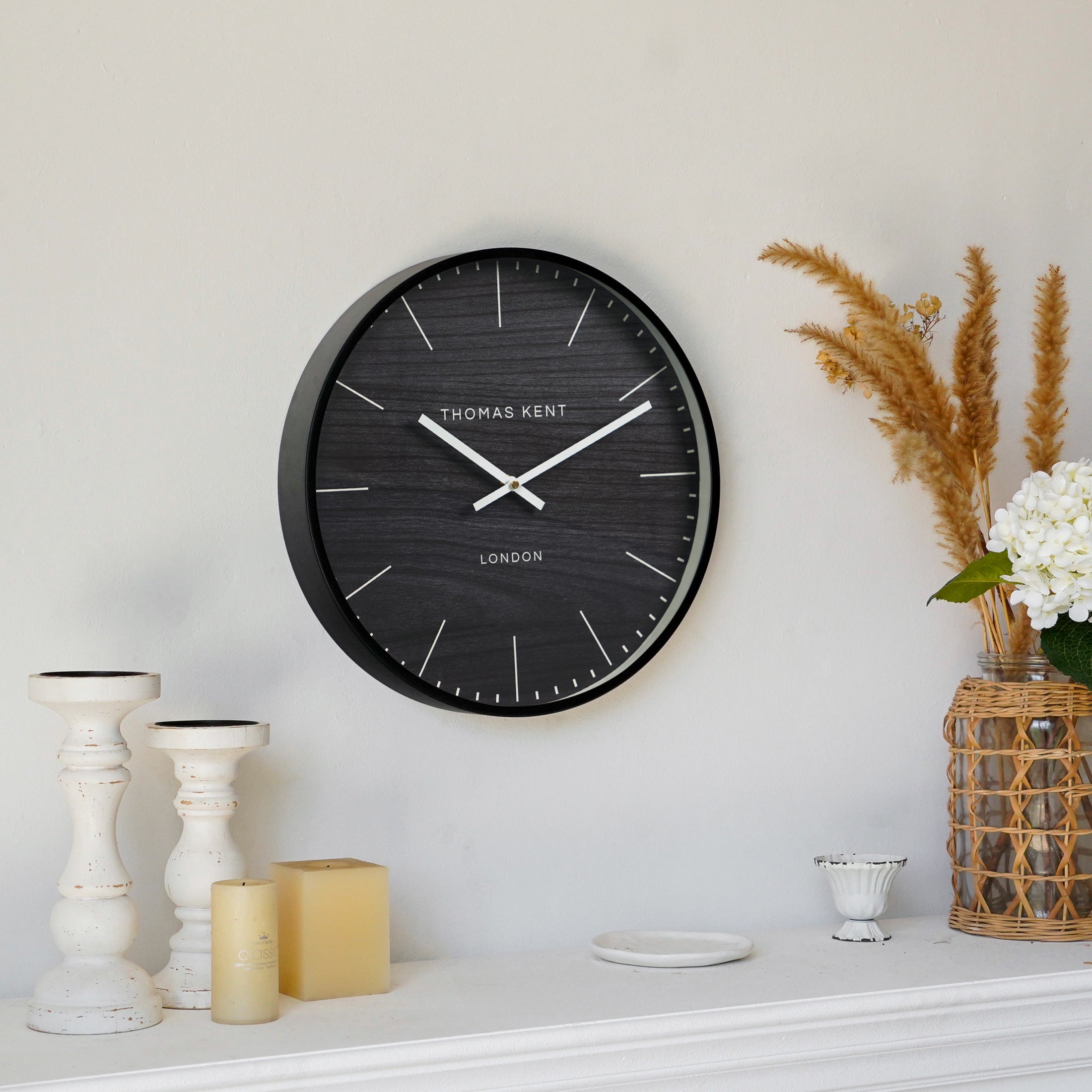 Nikky Home Black Metal Round Thomas Kent Wall Clock