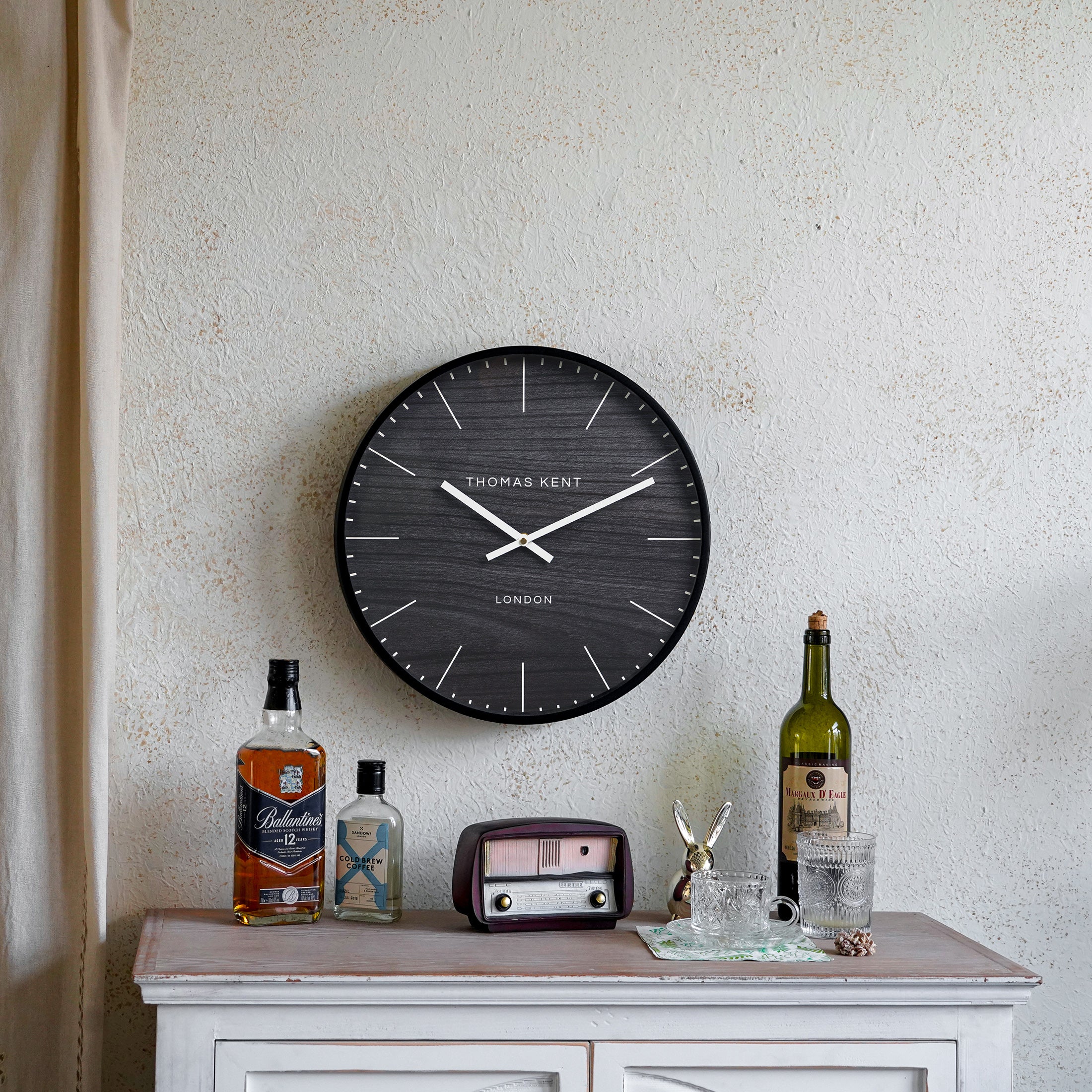 Nikky Home Black Metal Round Thomas Kent Wall Clock