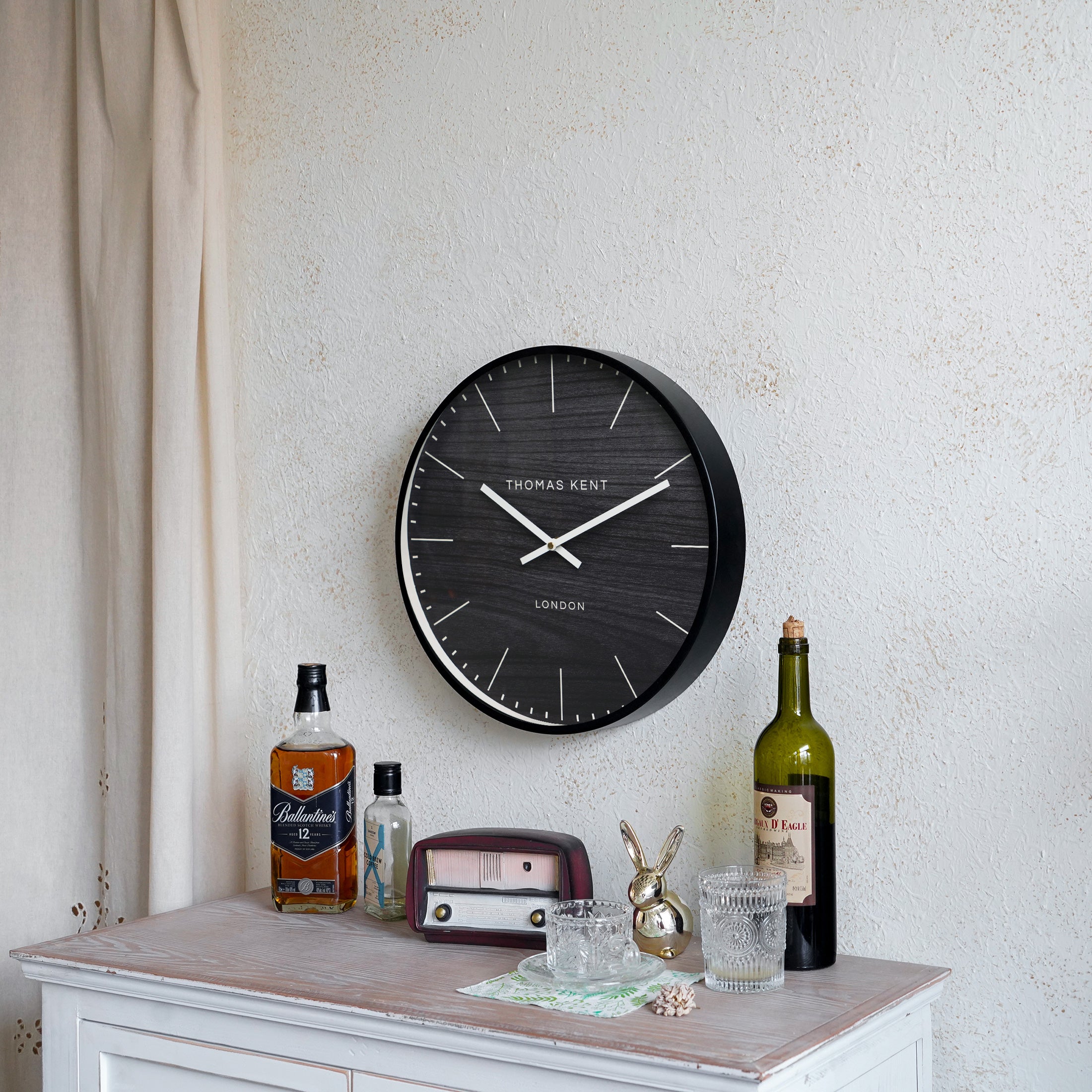 Nikky Home Black Metal Round Thomas Kent Wall Clock