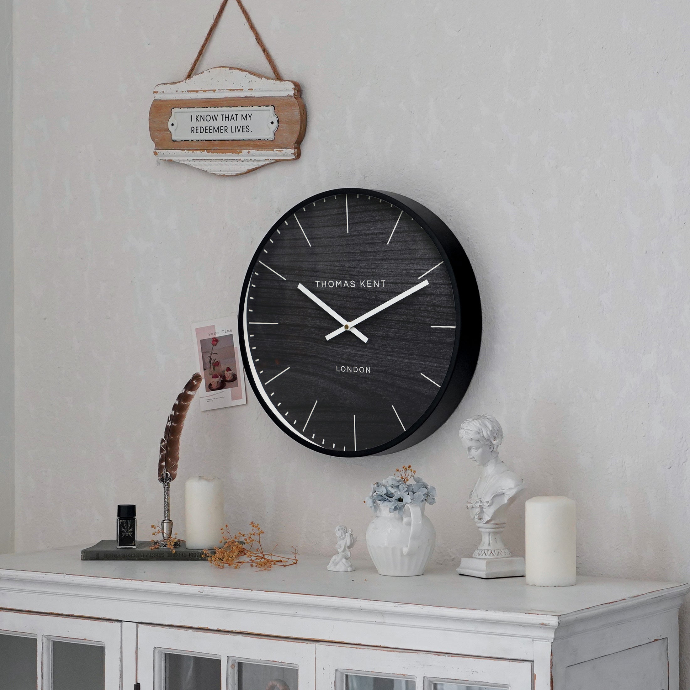Nikky Home Black Metal Round Thomas Kent Wall Clock