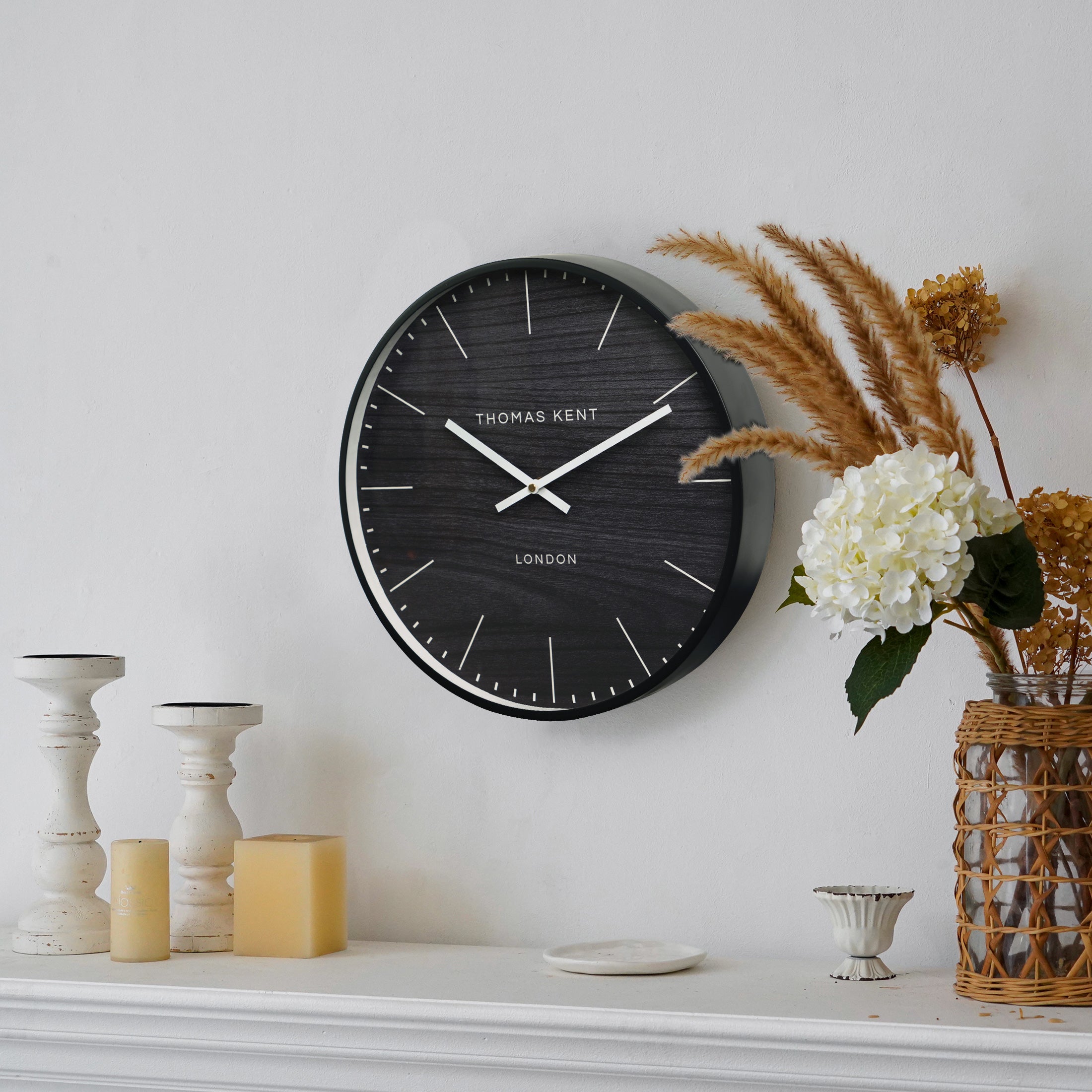 Nikky Home Black Metal Round Thomas Kent Wall Clock