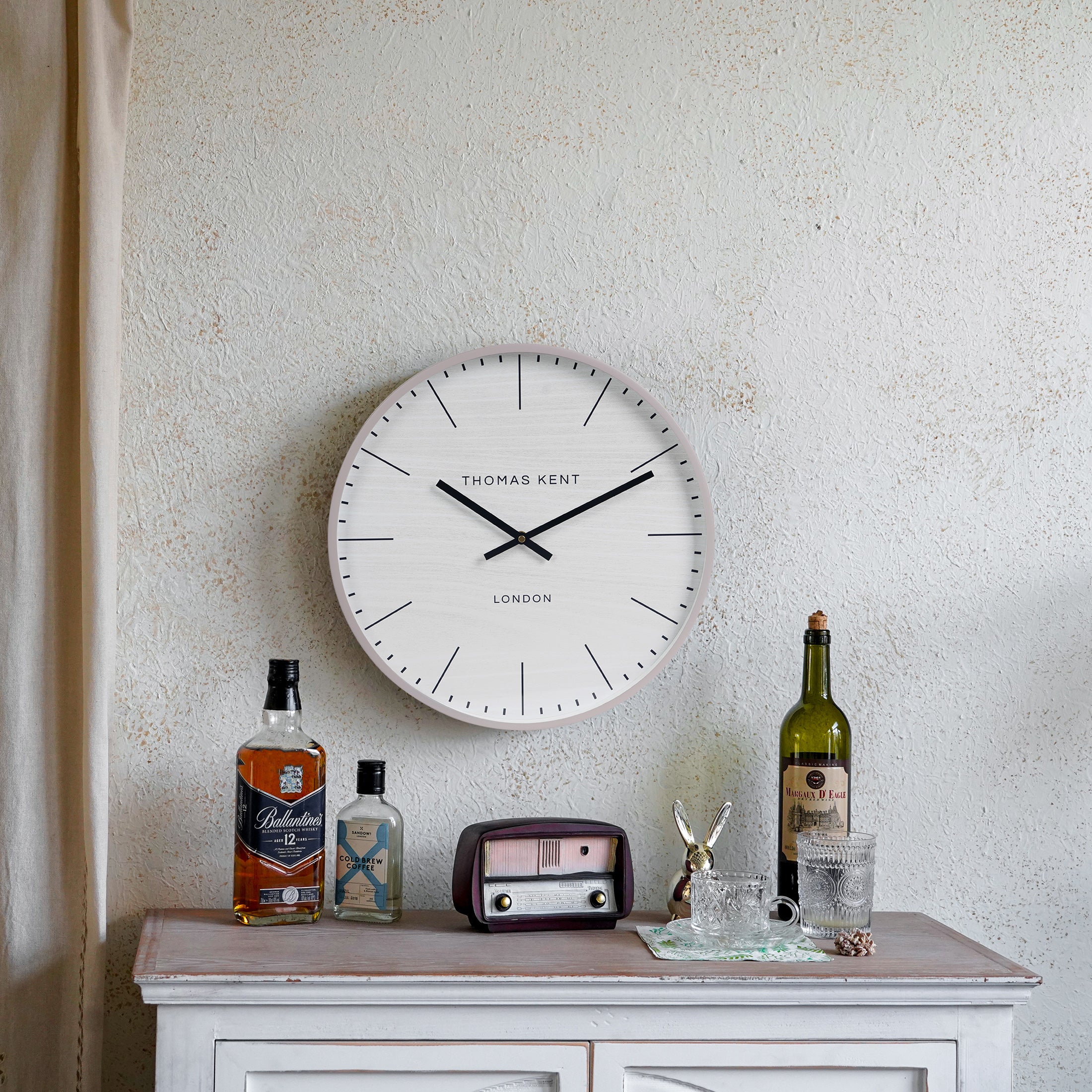 Nikky Home Light Gray Metal Round Thomas Kent Wall Clock