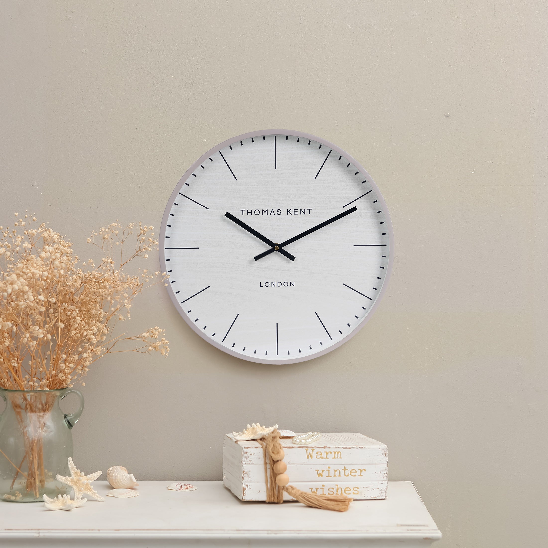 Nikky Home Light Gray Metal Round Thomas Kent Wall Clock