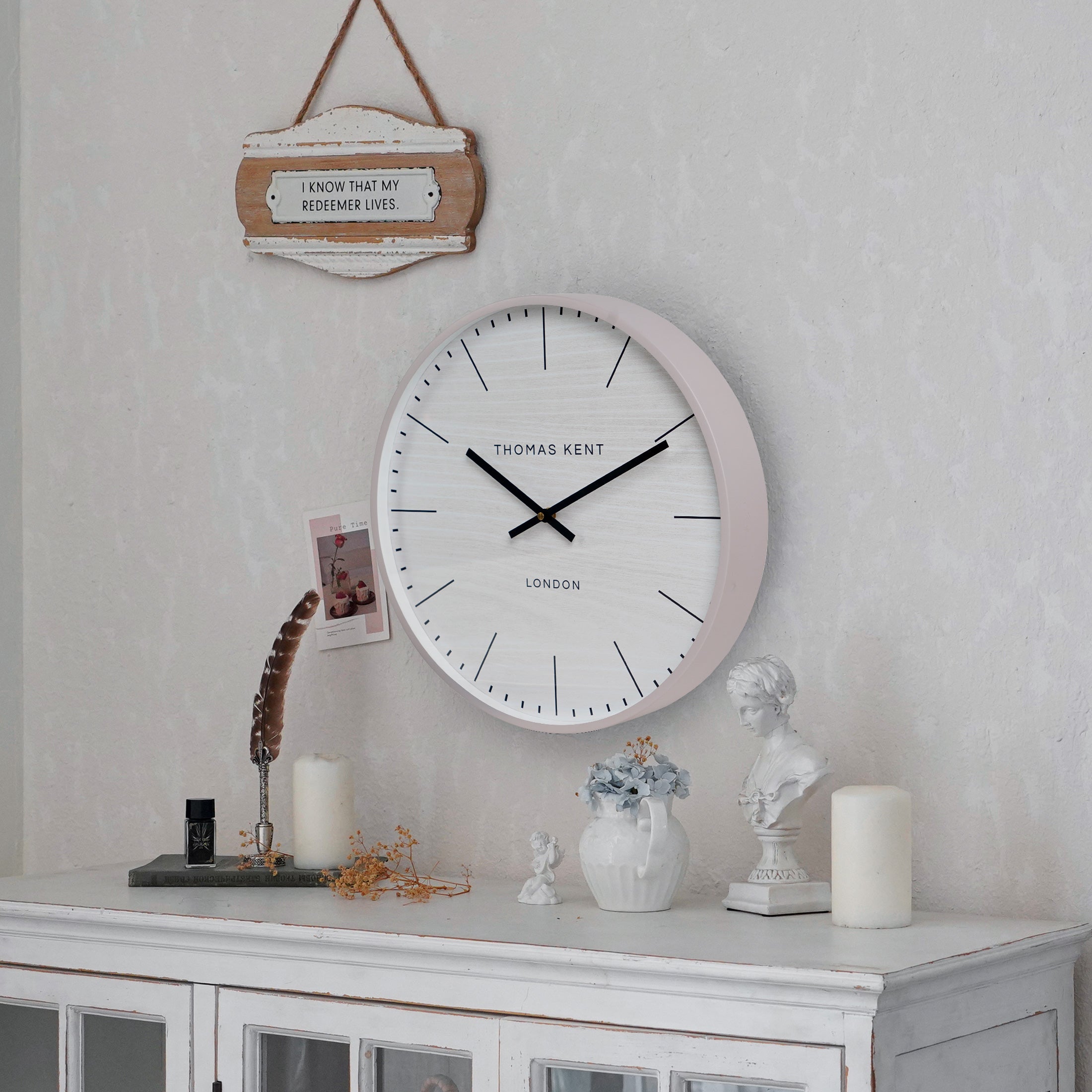 Nikky Home Light Gray Metal Round Thomas Kent Wall Clock