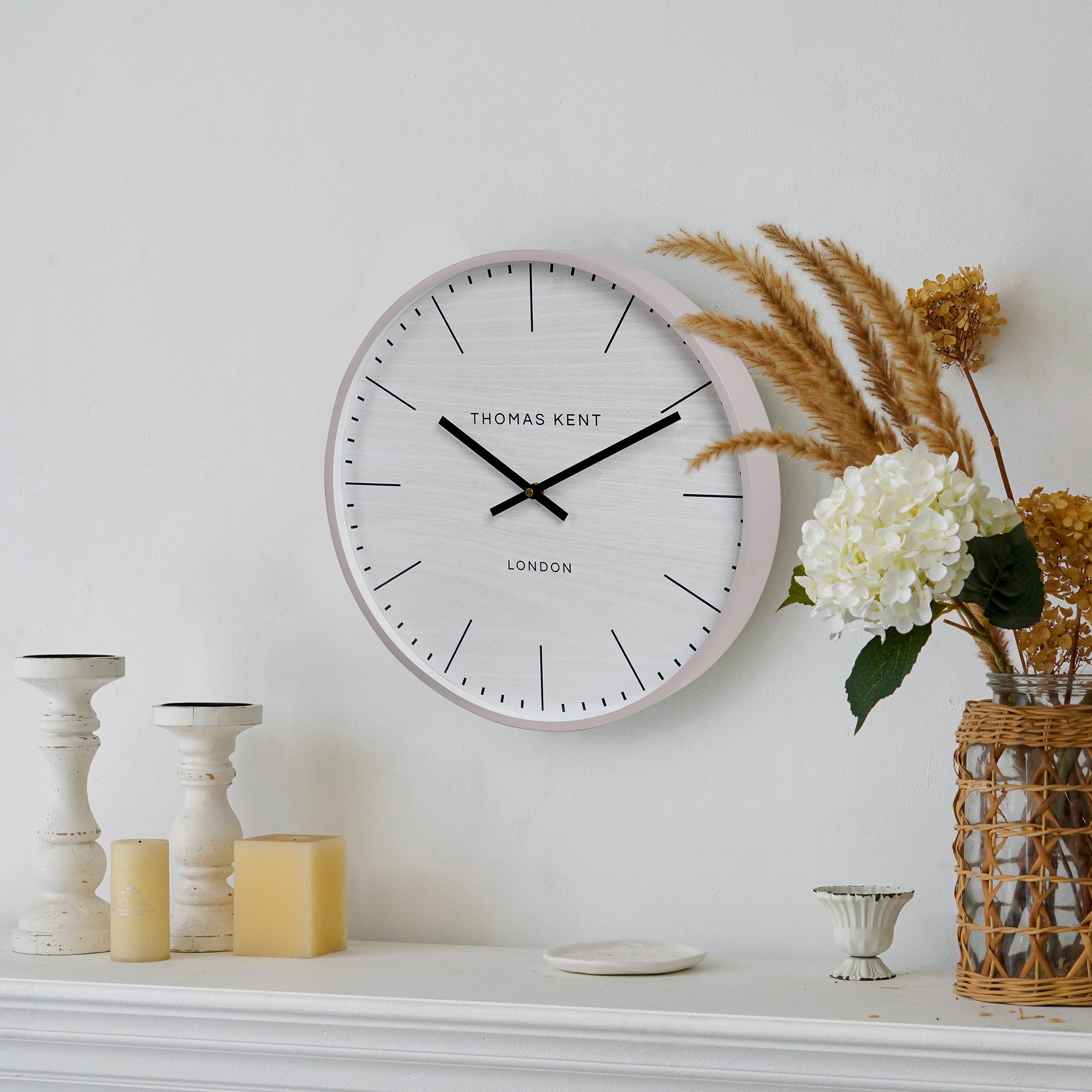 Nikky Home Light Gray Metal Round Thomas Kent Wall Clock