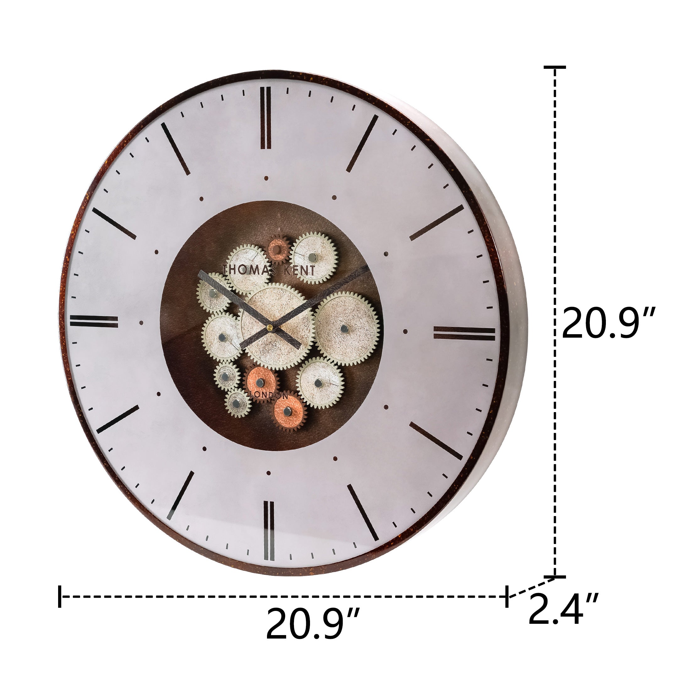 Nikky Home Rose Gold Real Moving Gear Metal Wall Clock