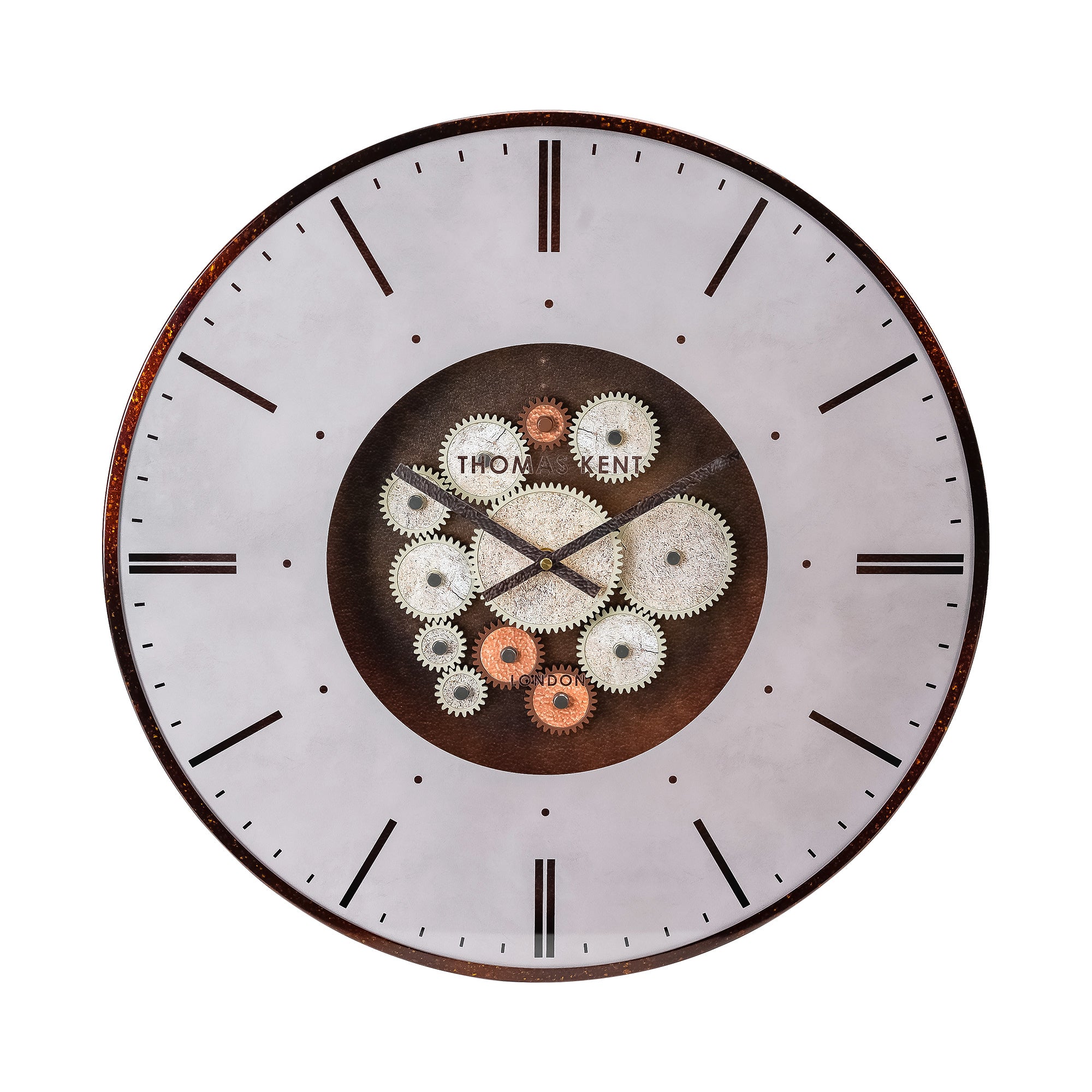 Nikky Home Rose Gold Real Moving Gear Metal Wall Clock