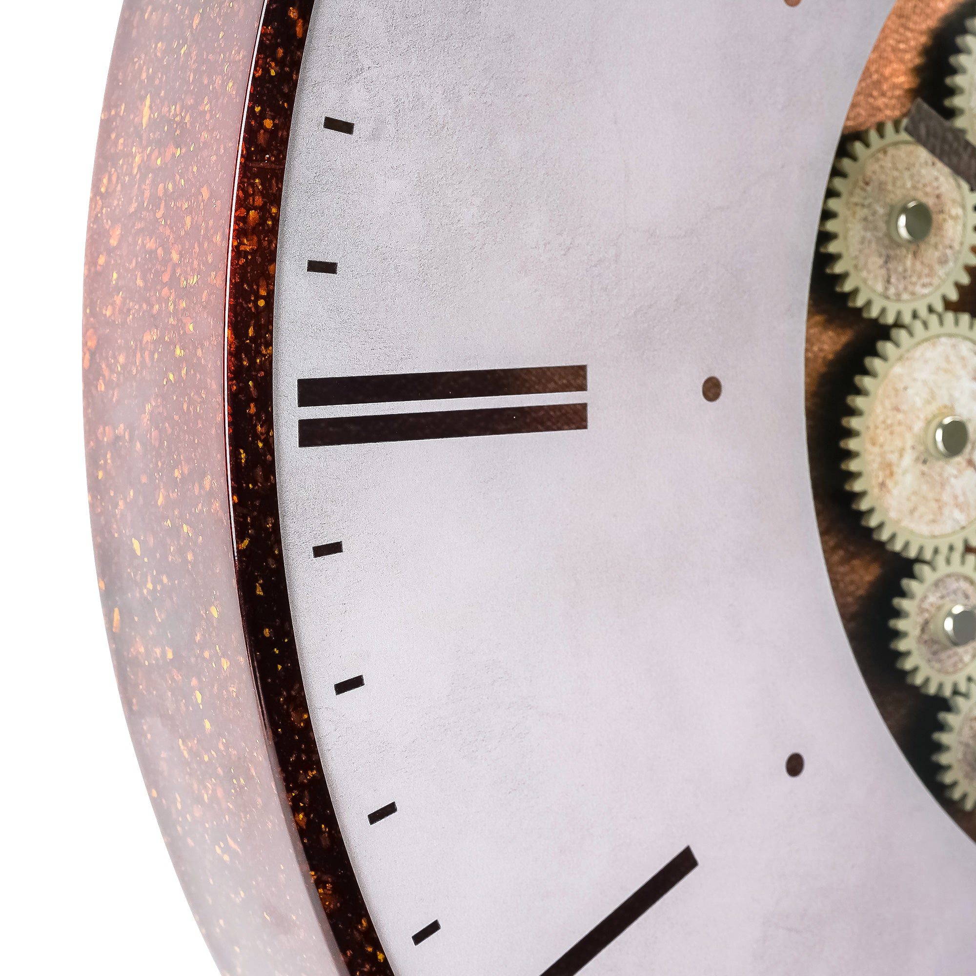 Nikky Home Rose Gold Real Moving Gear Metal Wall Clock