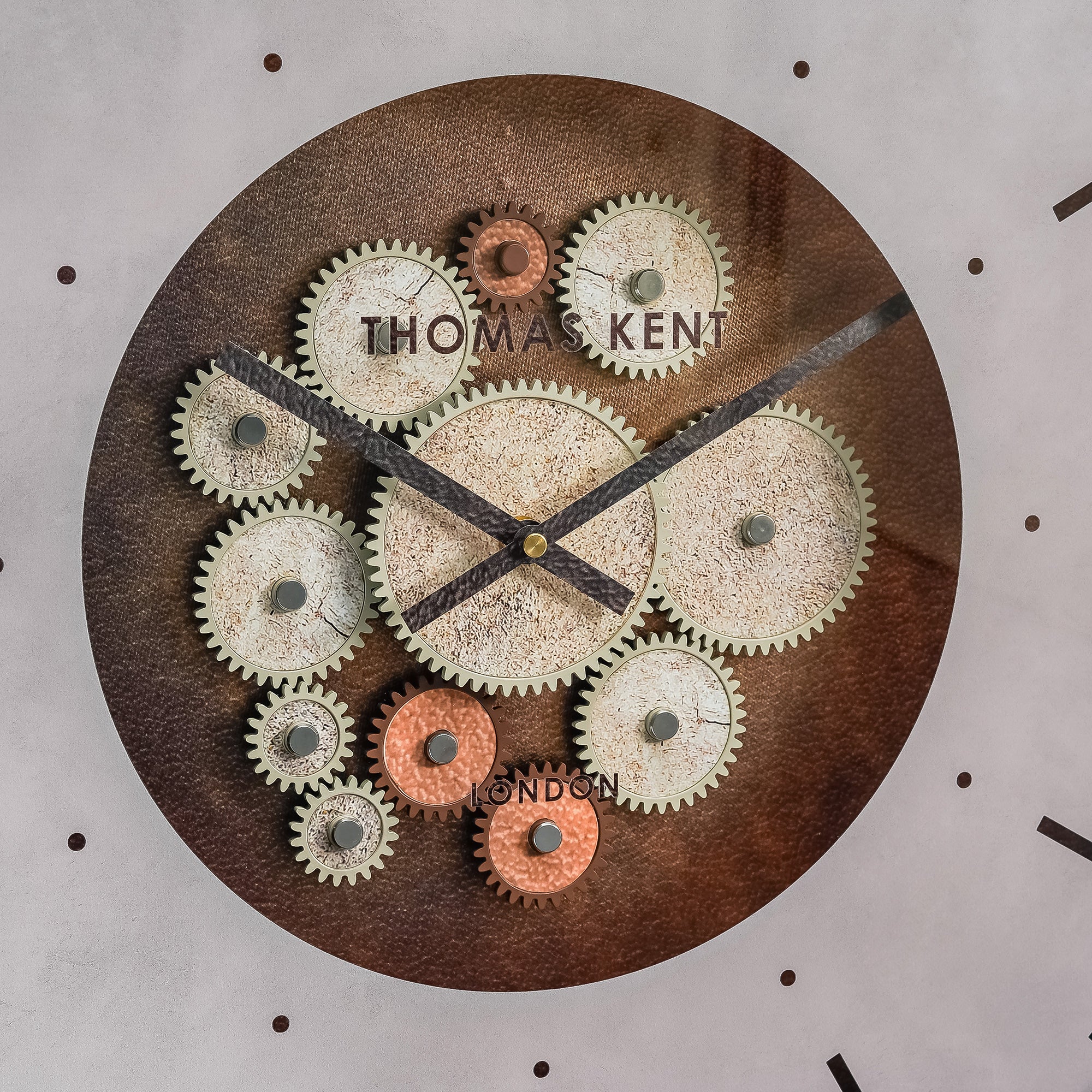 Nikky Home Rose Gold Real Moving Gear Metal Wall Clock
