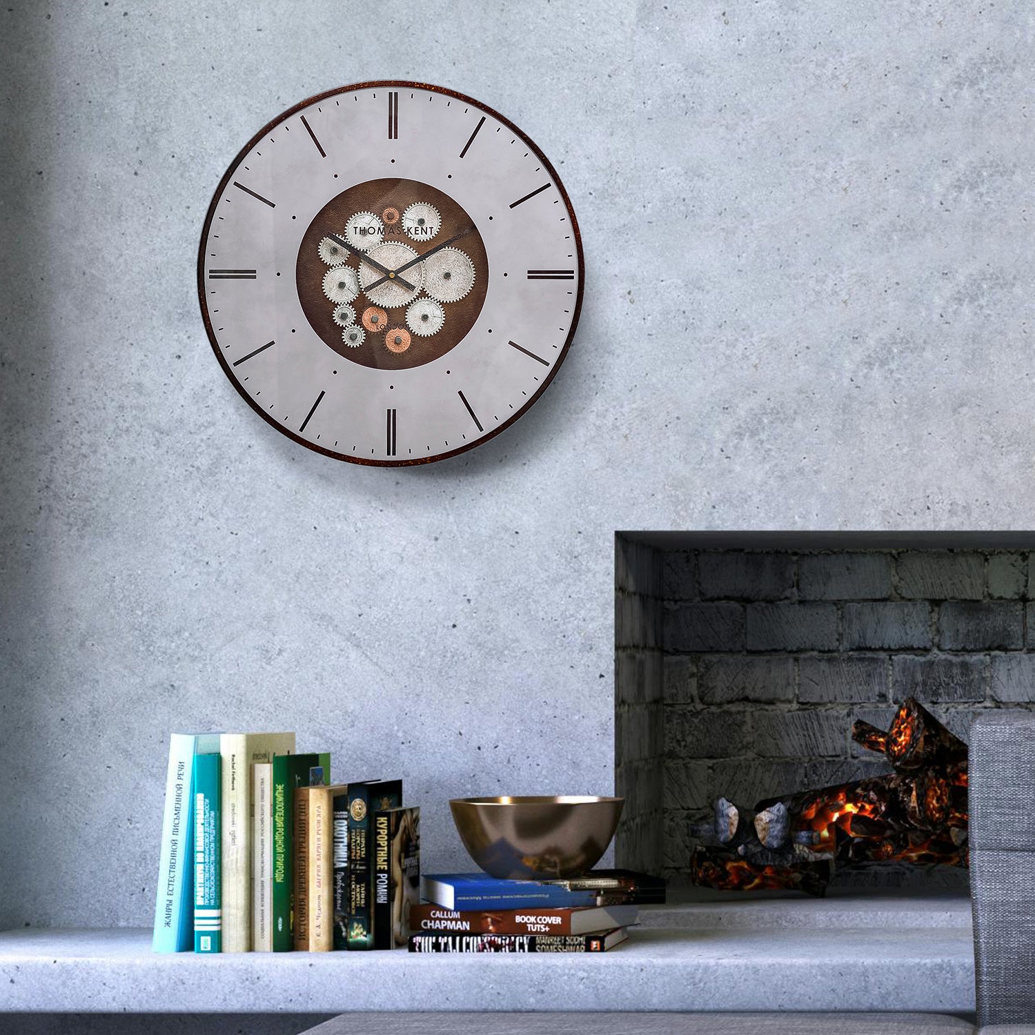Nikky Home Rose Gold Real Moving Gear Metal Wall Clock