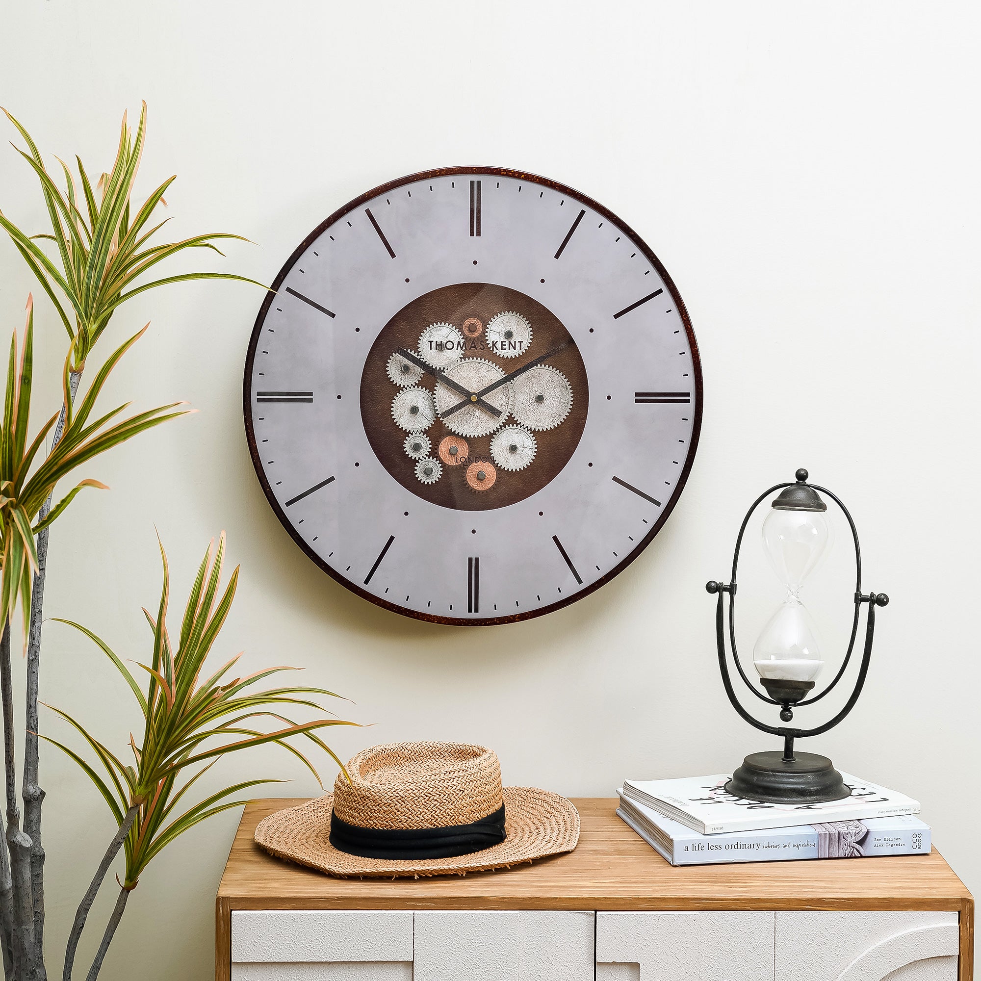 Nikky Home Rose Gold Real Moving Gear Metal Wall Clock