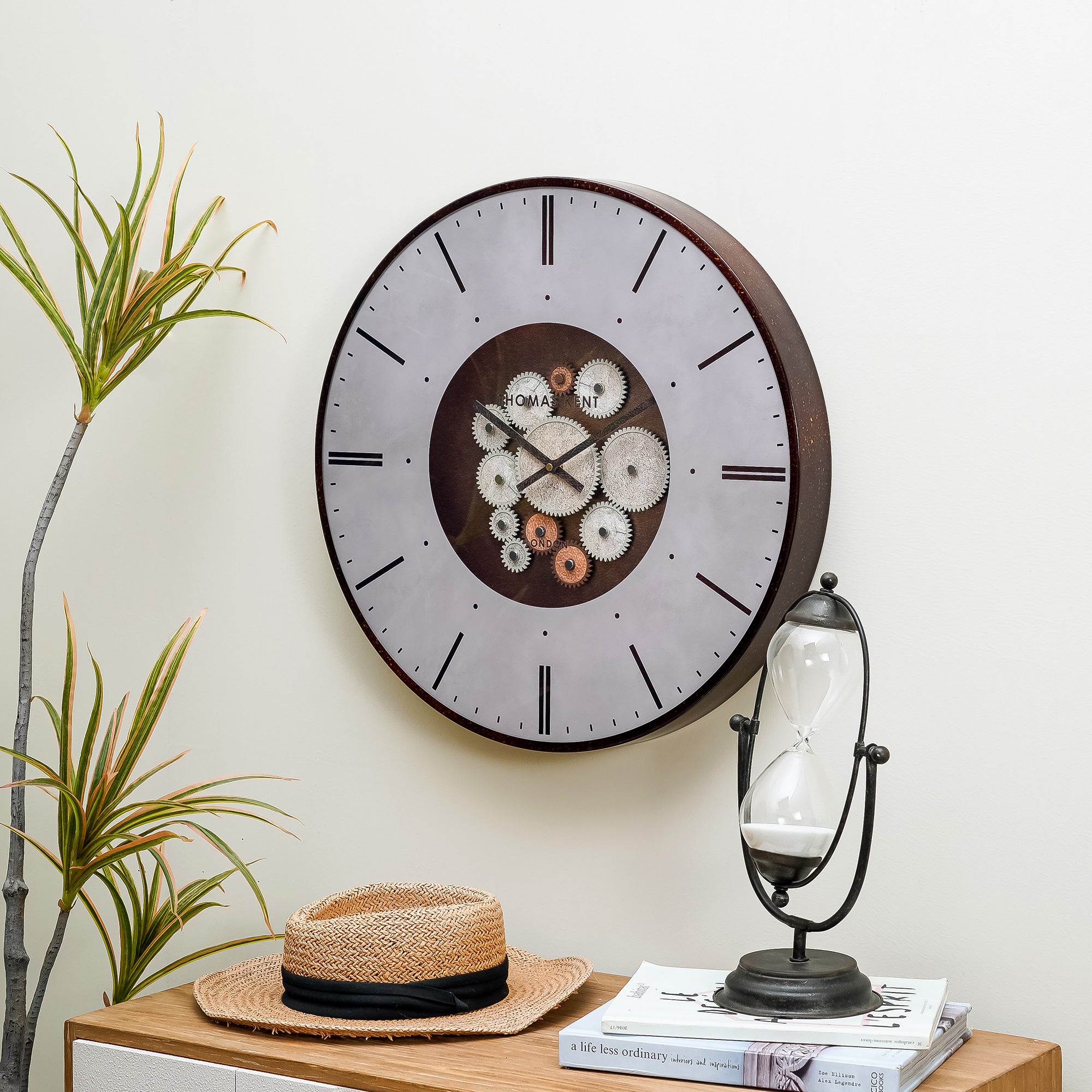 Nikky Home Rose Gold Real Moving Gear Metal Wall Clock