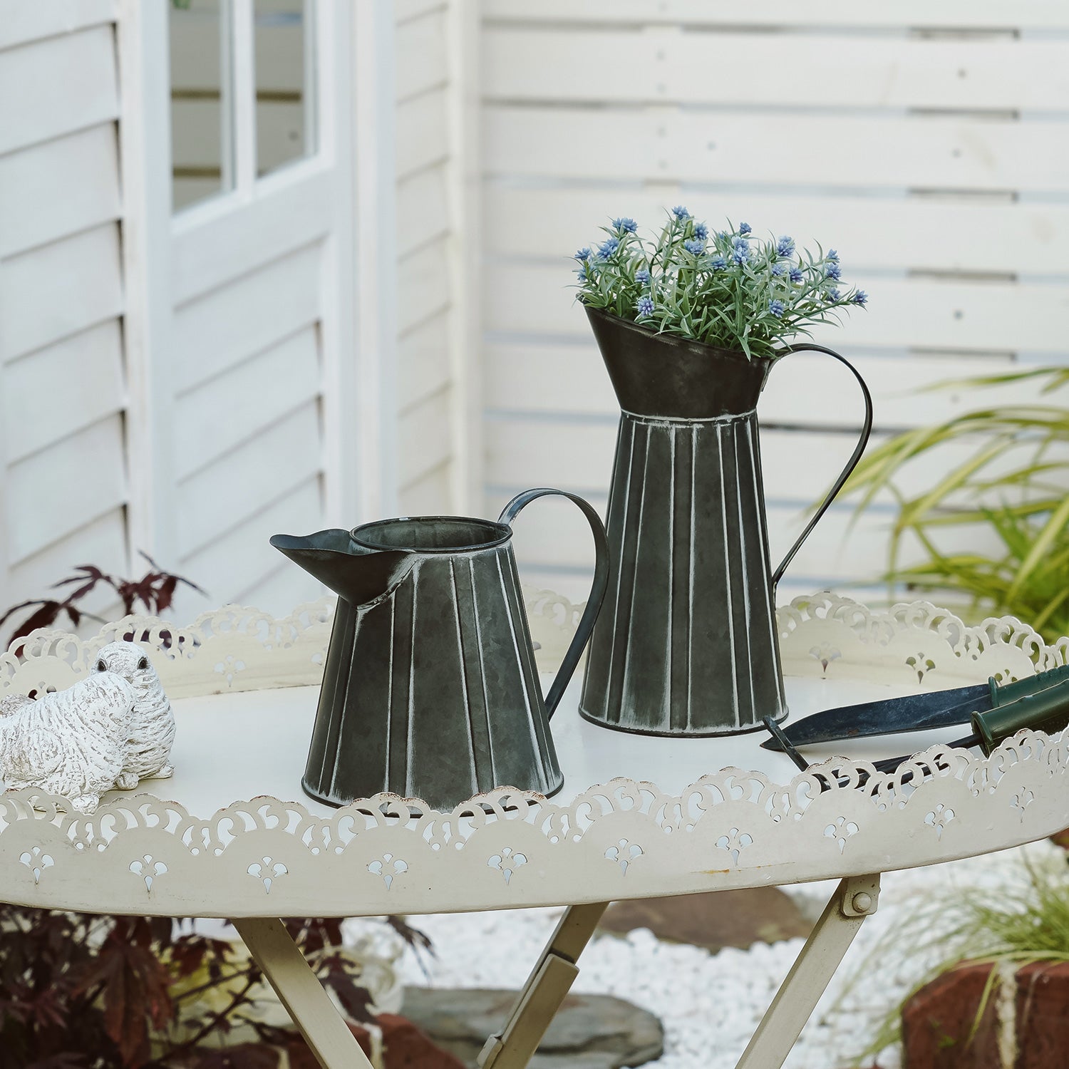 NIKKY HOME Rustic Farmhouse Galvanized Metal Vase - Short