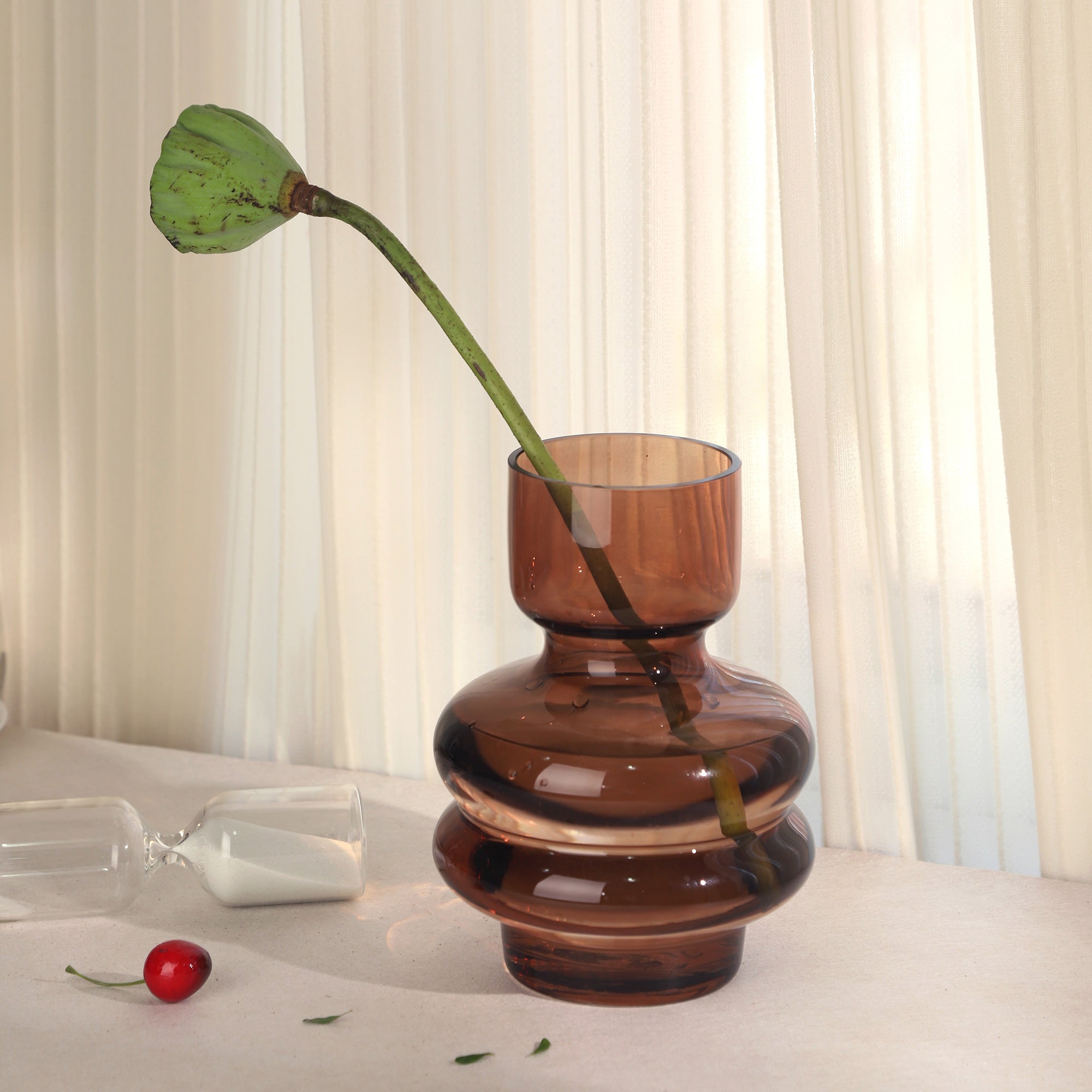 NIKKY HOME Mordern Glass flower vase Amber