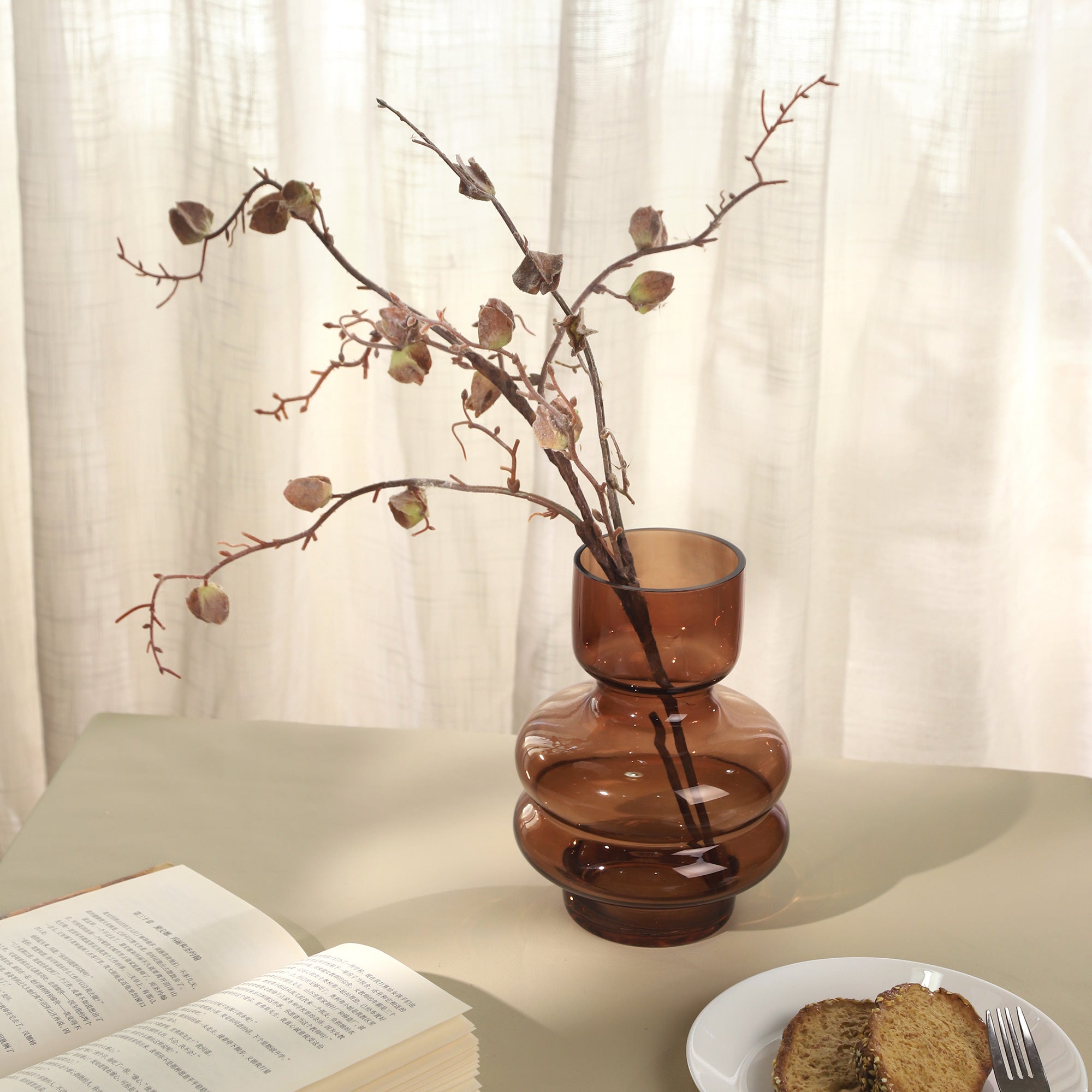 NIKKY HOME Mordern Glass flower vase Amber