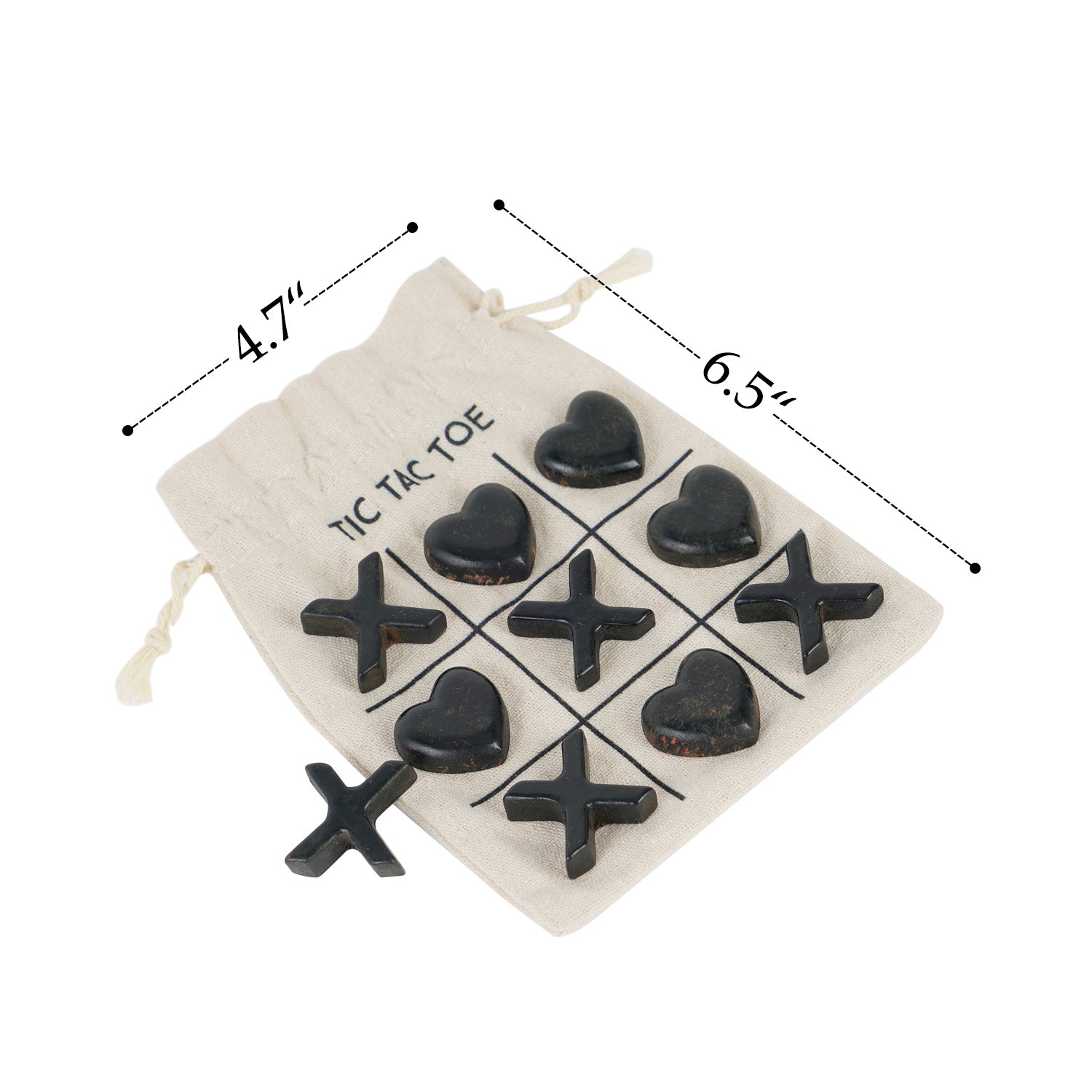 NIKKY HOME Black Heart & Cross Tic Tac Toe 3D Board Game with Cloth Bag