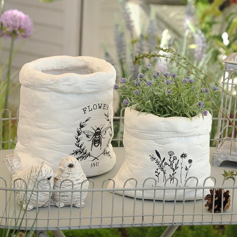 NIKKY HOME Flour Sack Planter-Love grow here