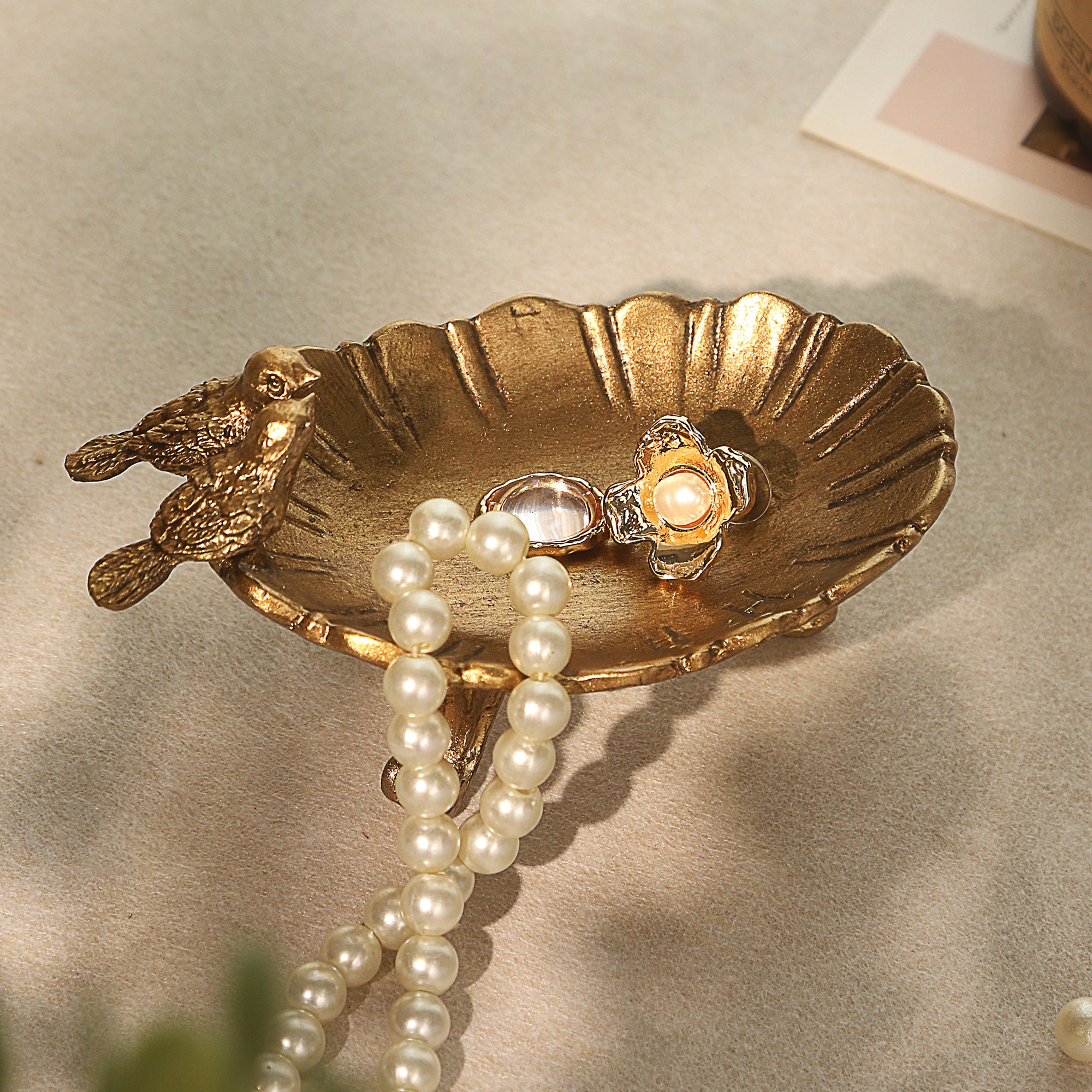 NIKKY HOME Vintage Gold Ring Holder Jewelry Dish