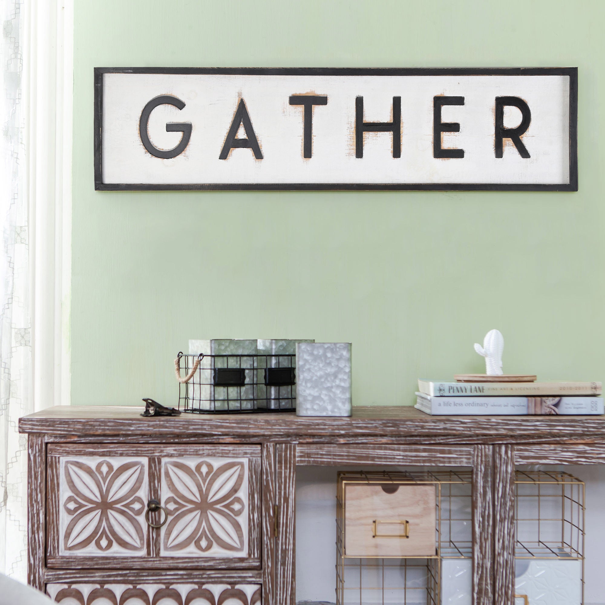 NIKKY HOME Farmhouse Gather Signs 36 x 9