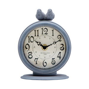 Pewter Table Clock With Birds - Nikky Home