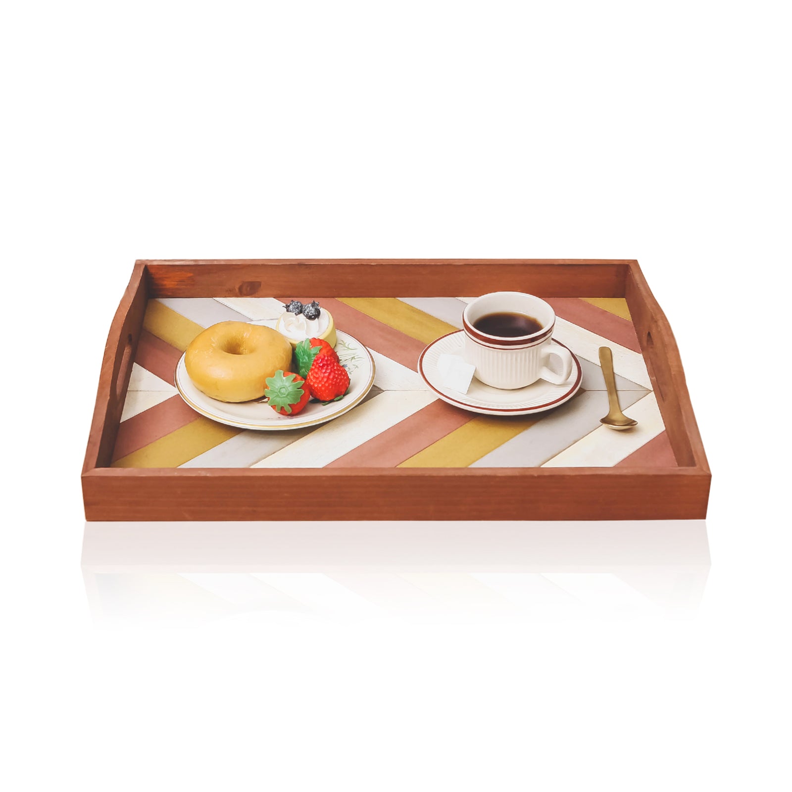 Rustic Checkered Wooden Tray - Nikky Home